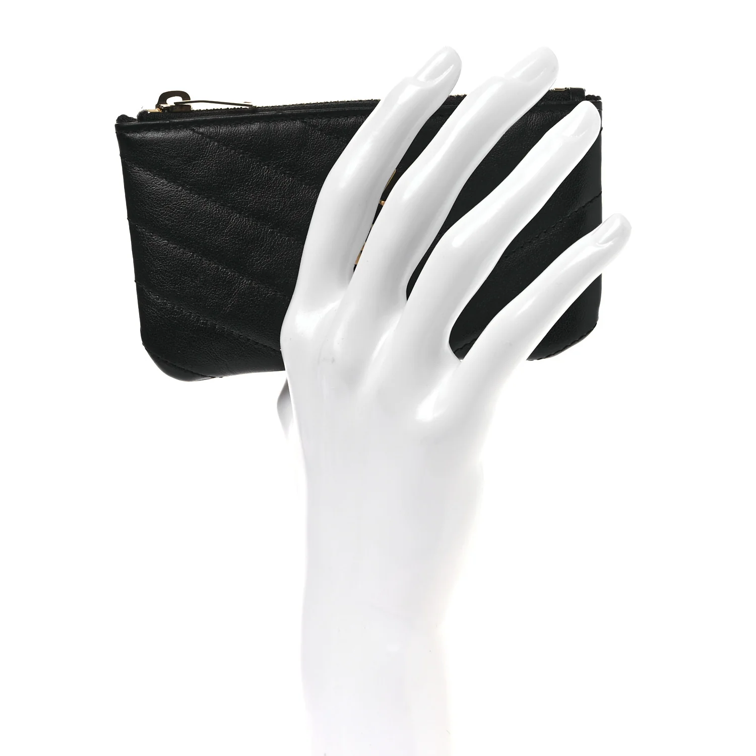 Calfskin Matelasse Monogram Key Pouch Black - Image 2
