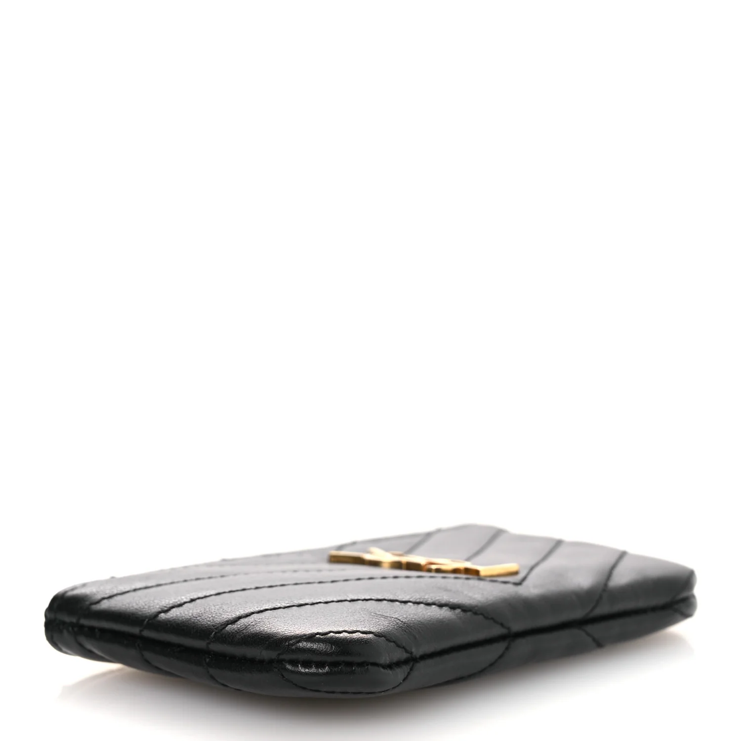 Calfskin Matelasse Monogram Key Pouch Black - Image 5
