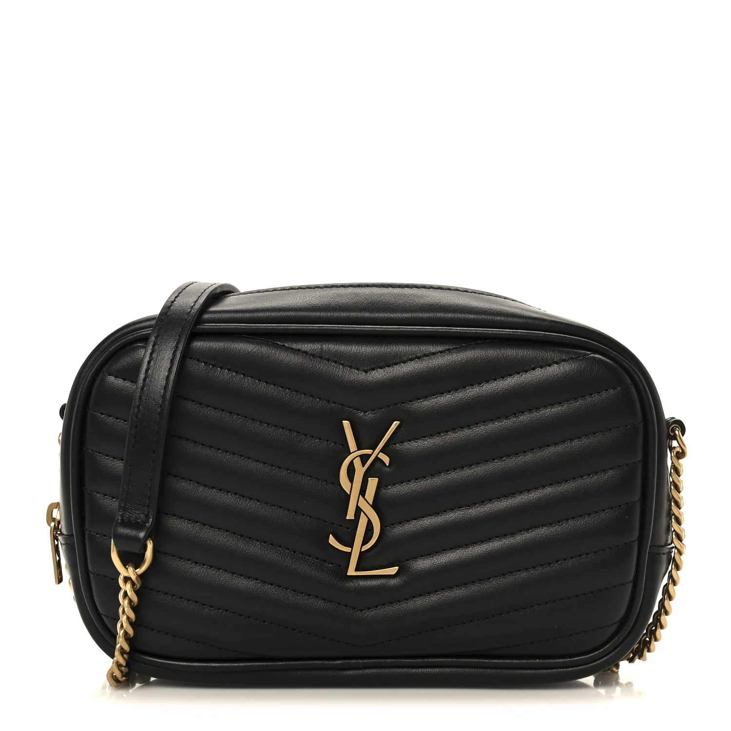 Calfskin Matelasse Monogram Mini Lou Camera Bag Black