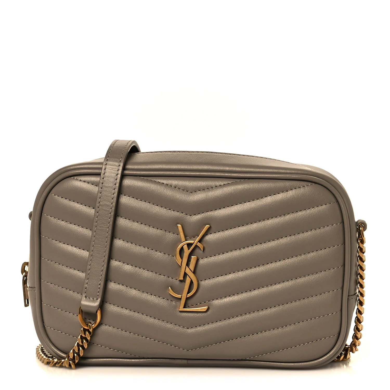 Calfskin Matelasse Monogram Mini Lou Camera Bag Greyish Brown
