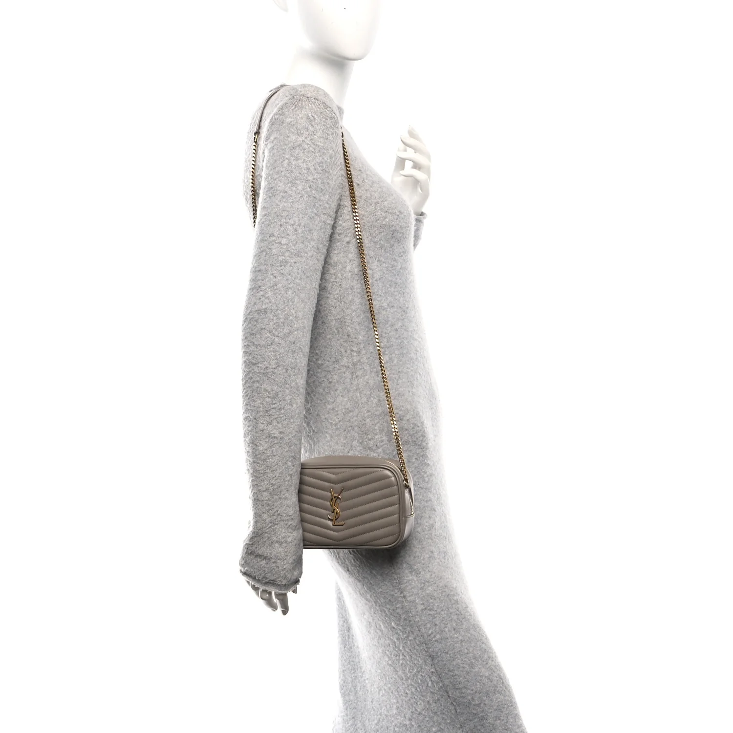 Calfskin Matelasse Monogram Mini Lou Camera Bag Greyish Brown - Image 2