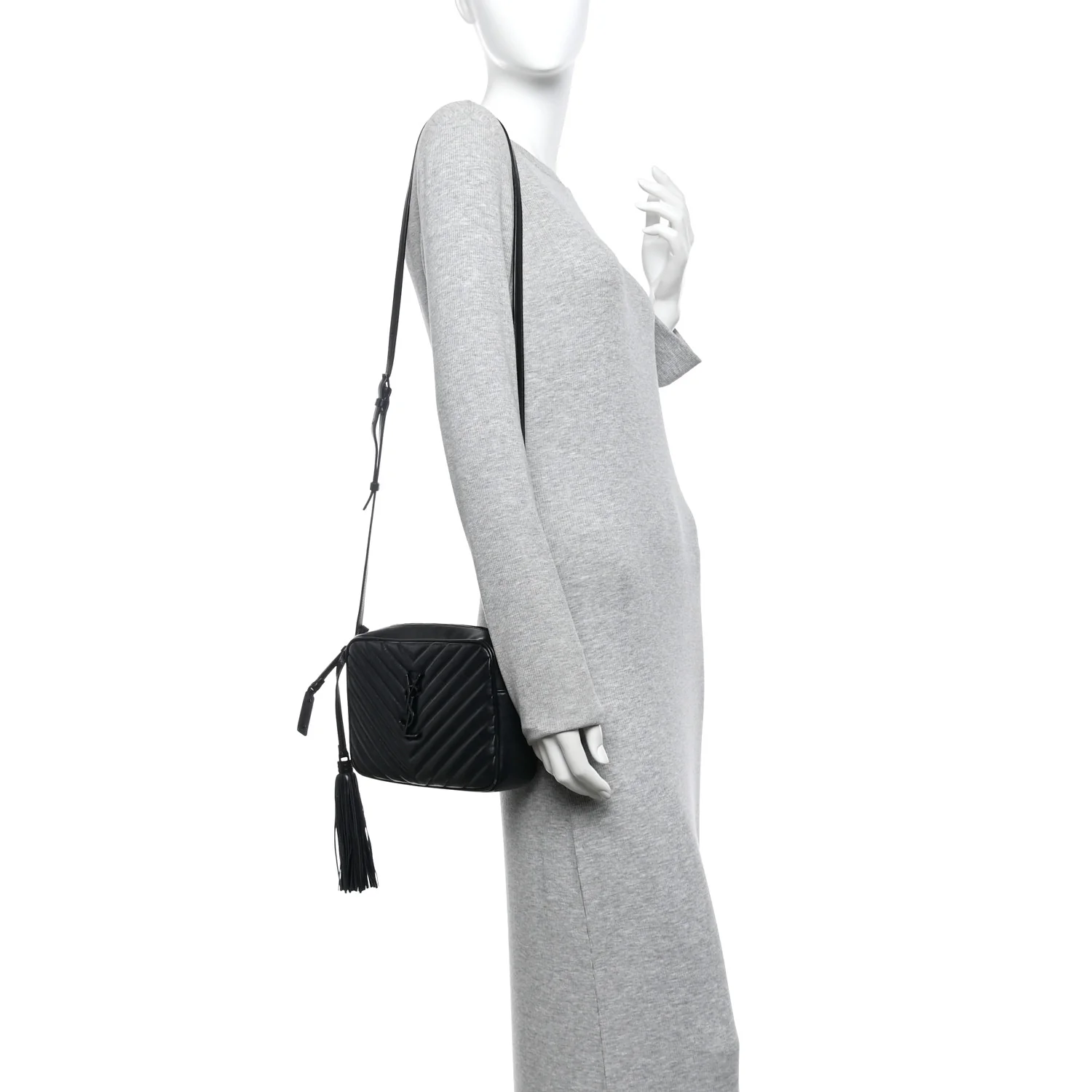 Calfskin Matelasse Monogram Monochrome Lou Camera Bag Black - Image 2