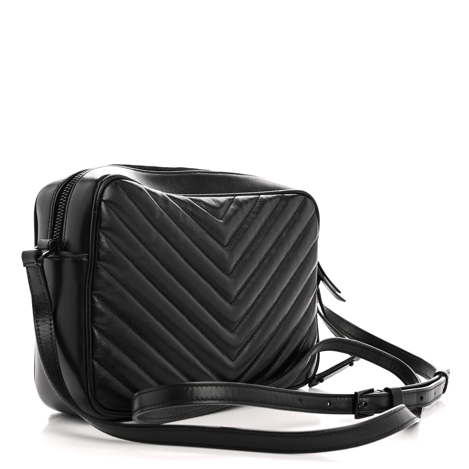 Calfskin Matelasse Monogram Monochrome Lou Camera Bag Black - Image 3