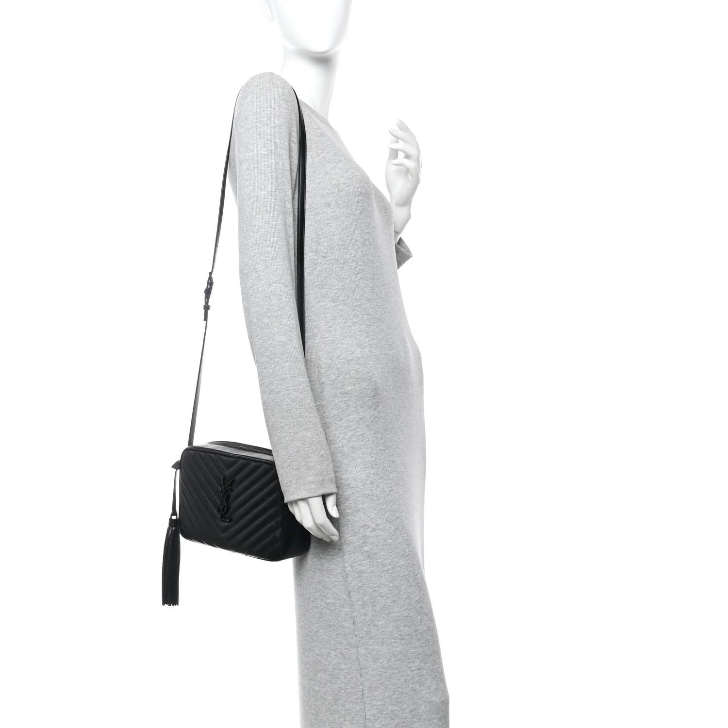 Calfskin Matelasse Monogram Monochrome Lou Camera Bag Black - Image 2