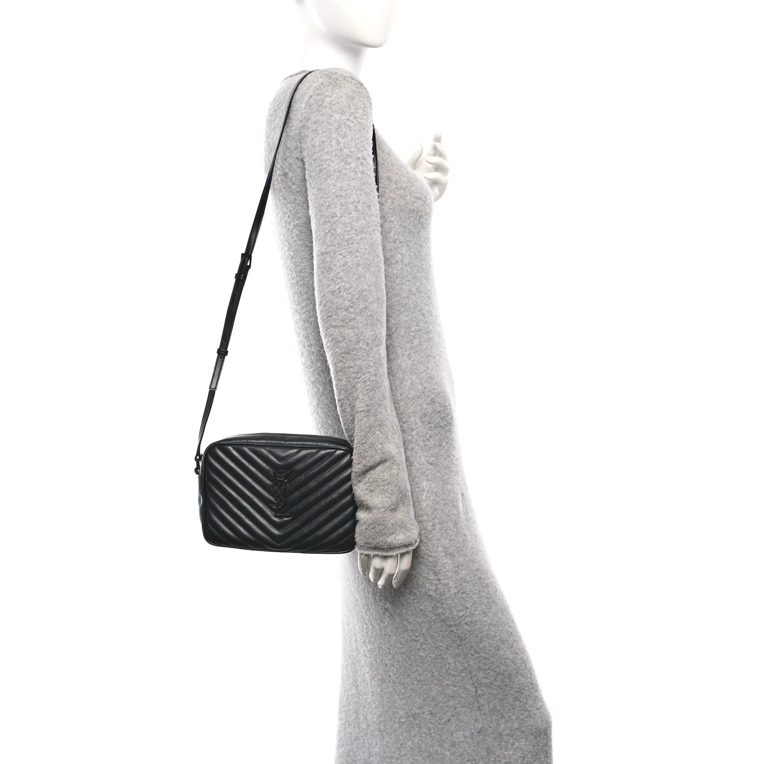 Calfskin Matelasse Monogram Monochrome Lou Camera Bag Black - Image 2