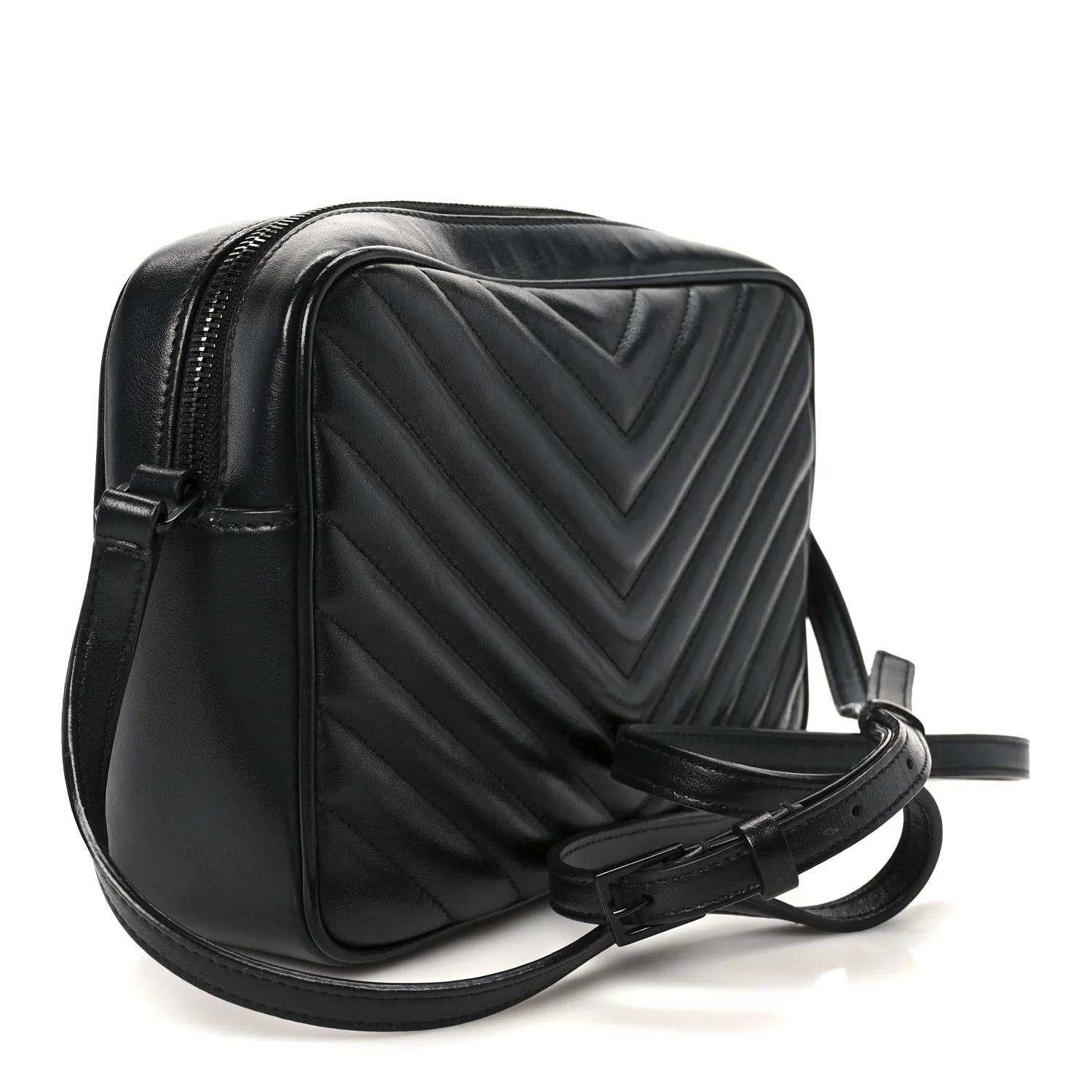 Calfskin Matelasse Monogram Monochrome Lou Camera Bag Black - Image 3
