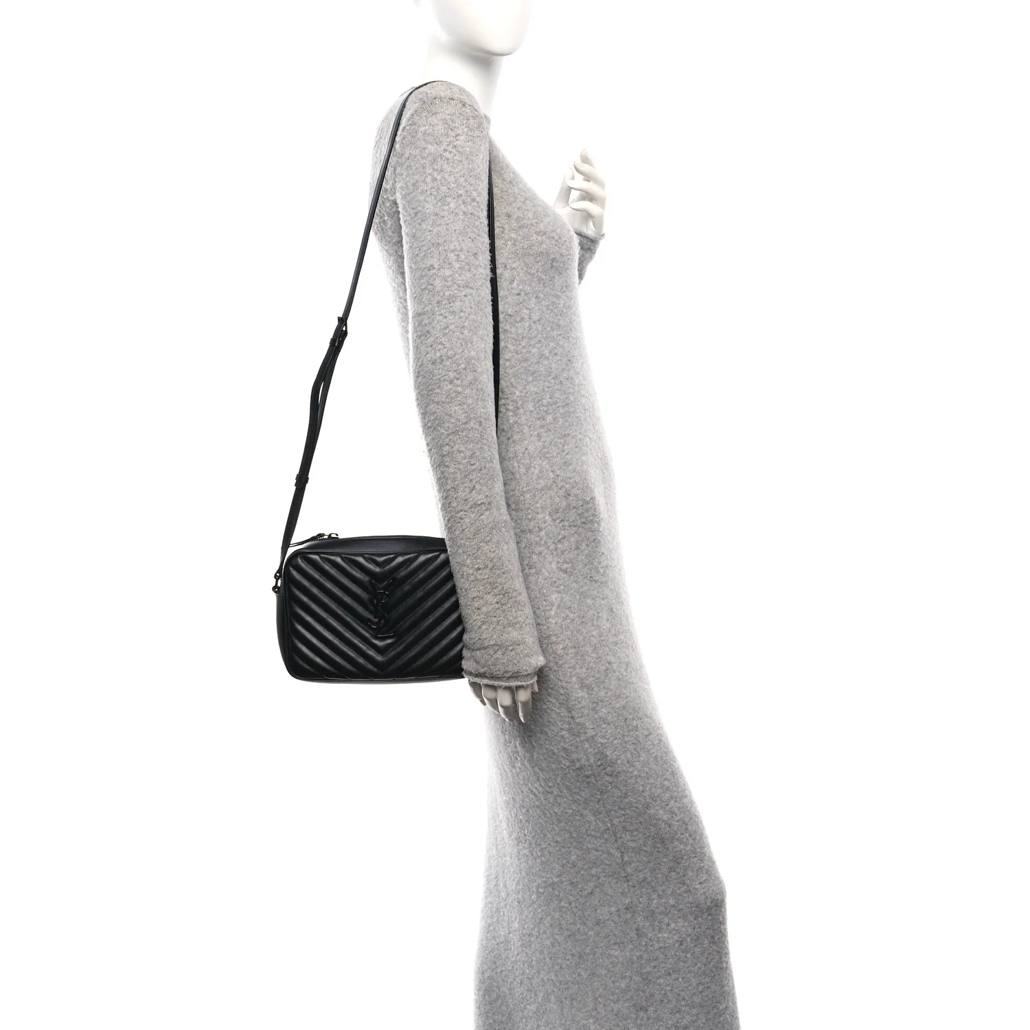 Calfskin Matelasse Monogram Monochrome Lou Camera Bag Black - Image 2