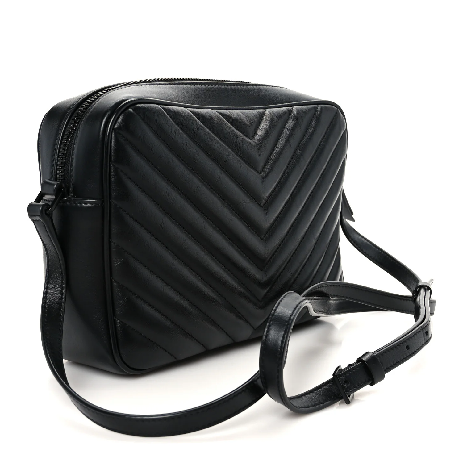 Calfskin Matelasse Monogram Monochrome Lou Camera Bag Black - Image 3