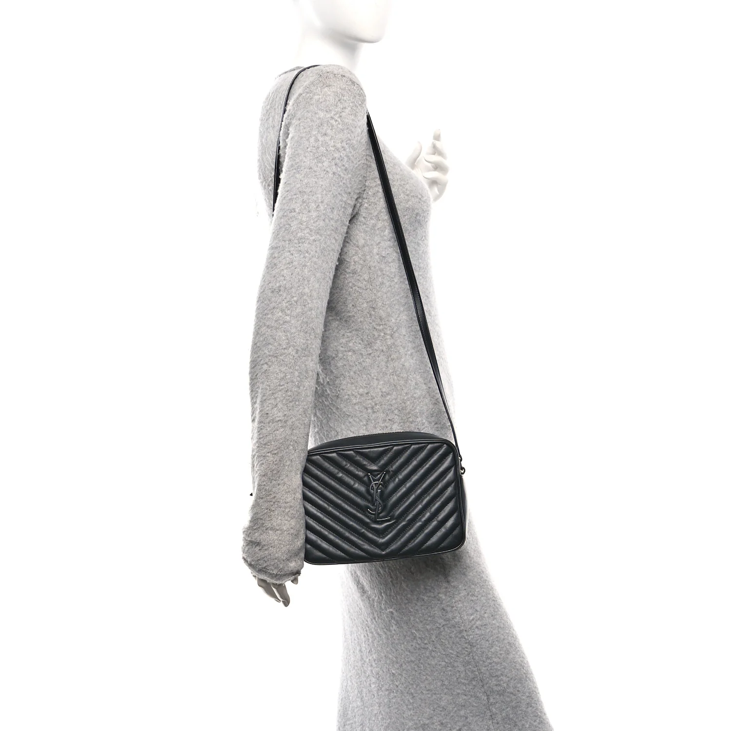 Calfskin Matelasse Monogram Monochrome Lou Camera Bag Black - Image 2