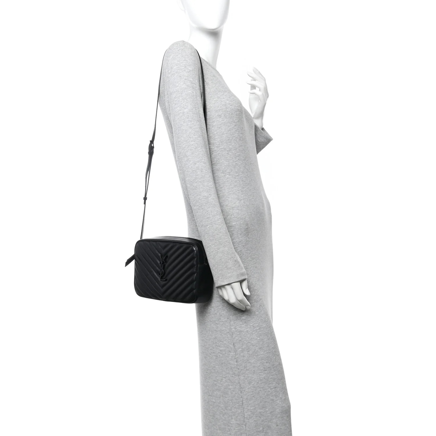 Calfskin Matelasse Monogram Monochrome Lou Camera Bag Black - Image 2