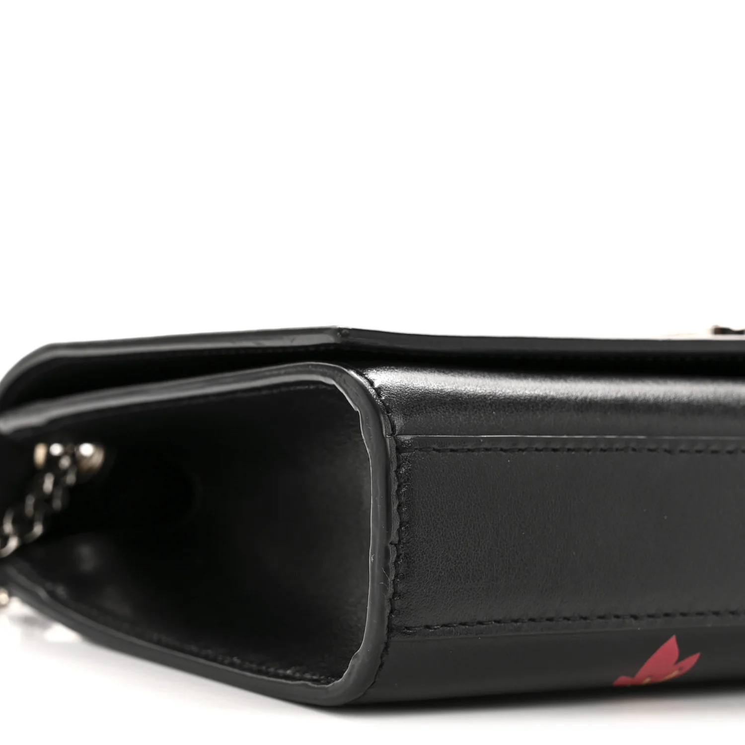 Calfskin Medium Heart Bolts Monogram Kate Satchel Black - Image 9