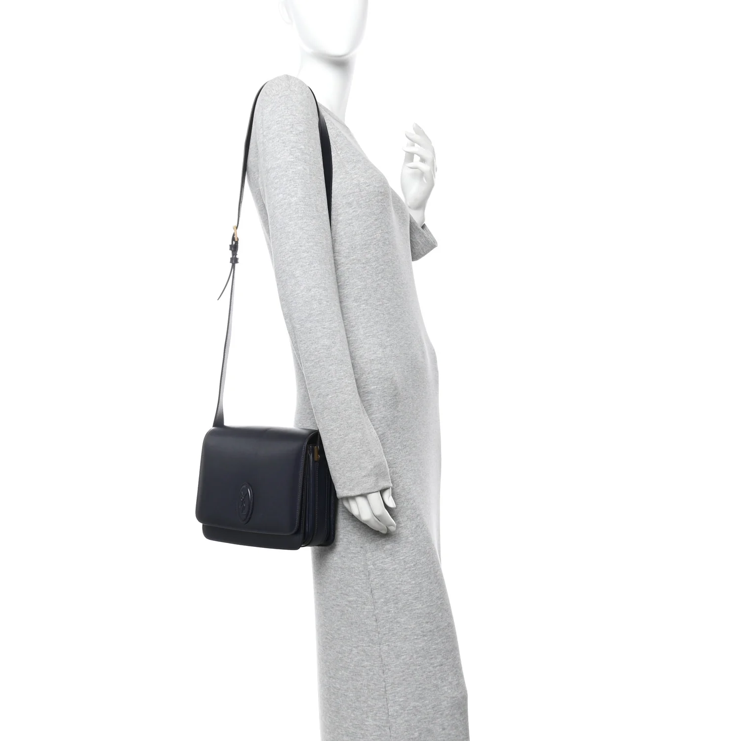 Calfskin Medium Le 61 Shoulder Bag Navy - Image 2