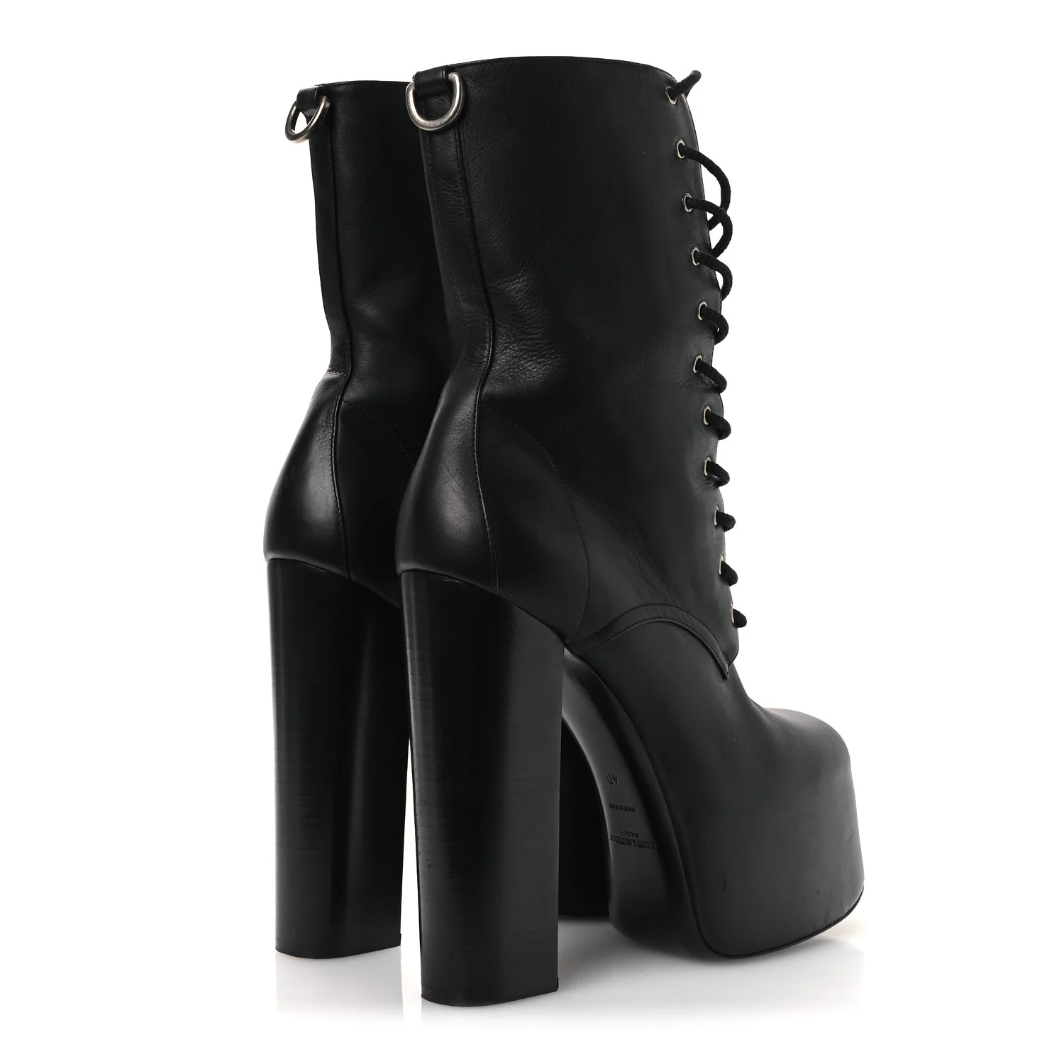 Calfskin Mina Lace Up Platform Boots 40 Black - Image 5