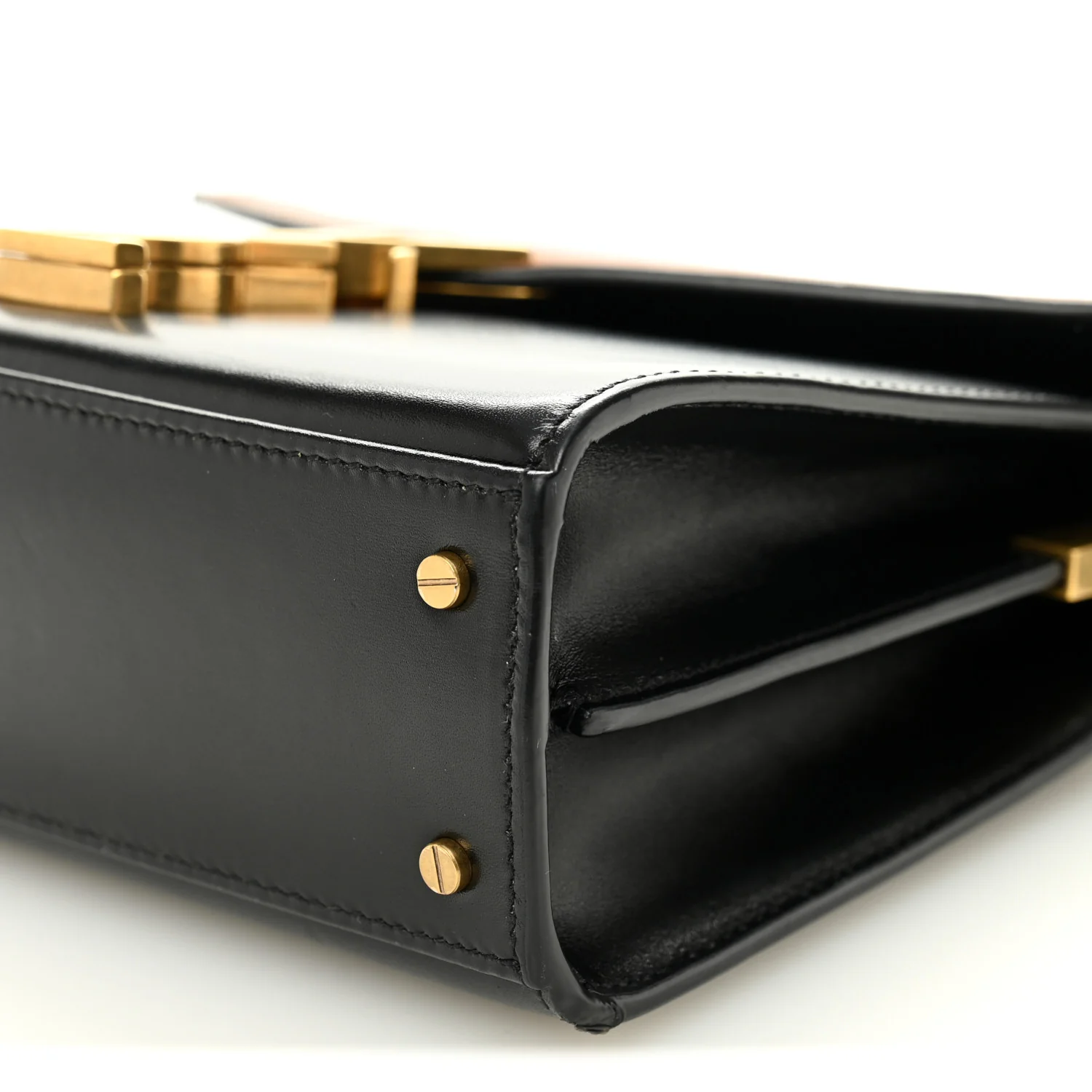 Calfskin Mini Classic Monogram Cassandra Top Handle Black Tan - Image 10