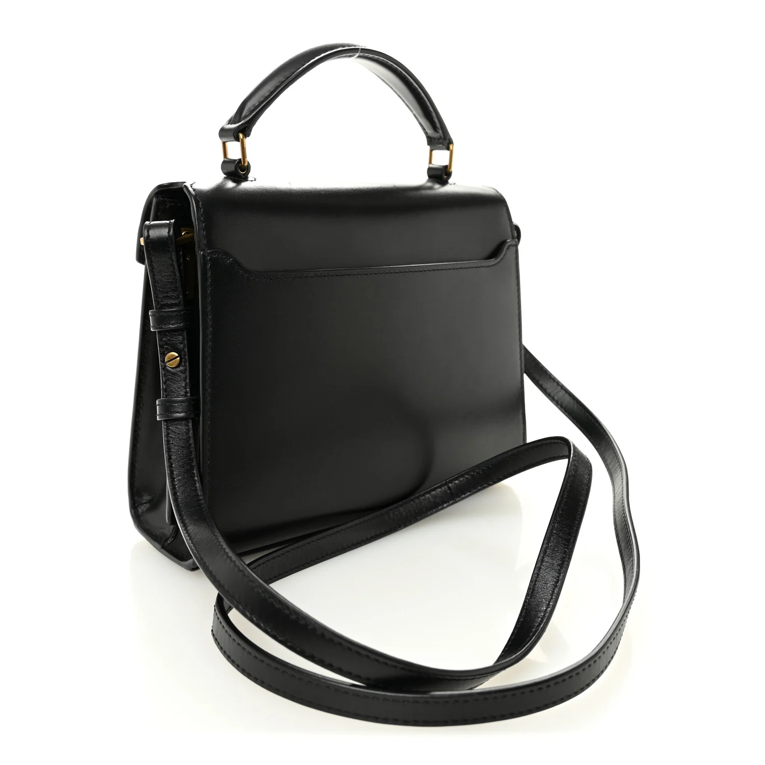 Calfskin Mini Classic Monogram Cassandra Top Handle Black Tan - Image 3