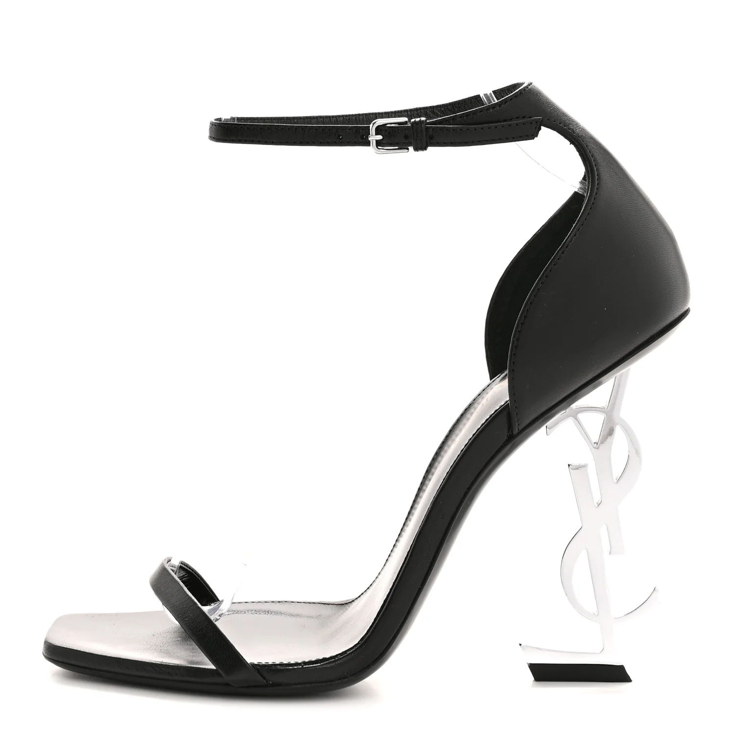 Calfskin Opyum 110 Sandals 37 Black Silver