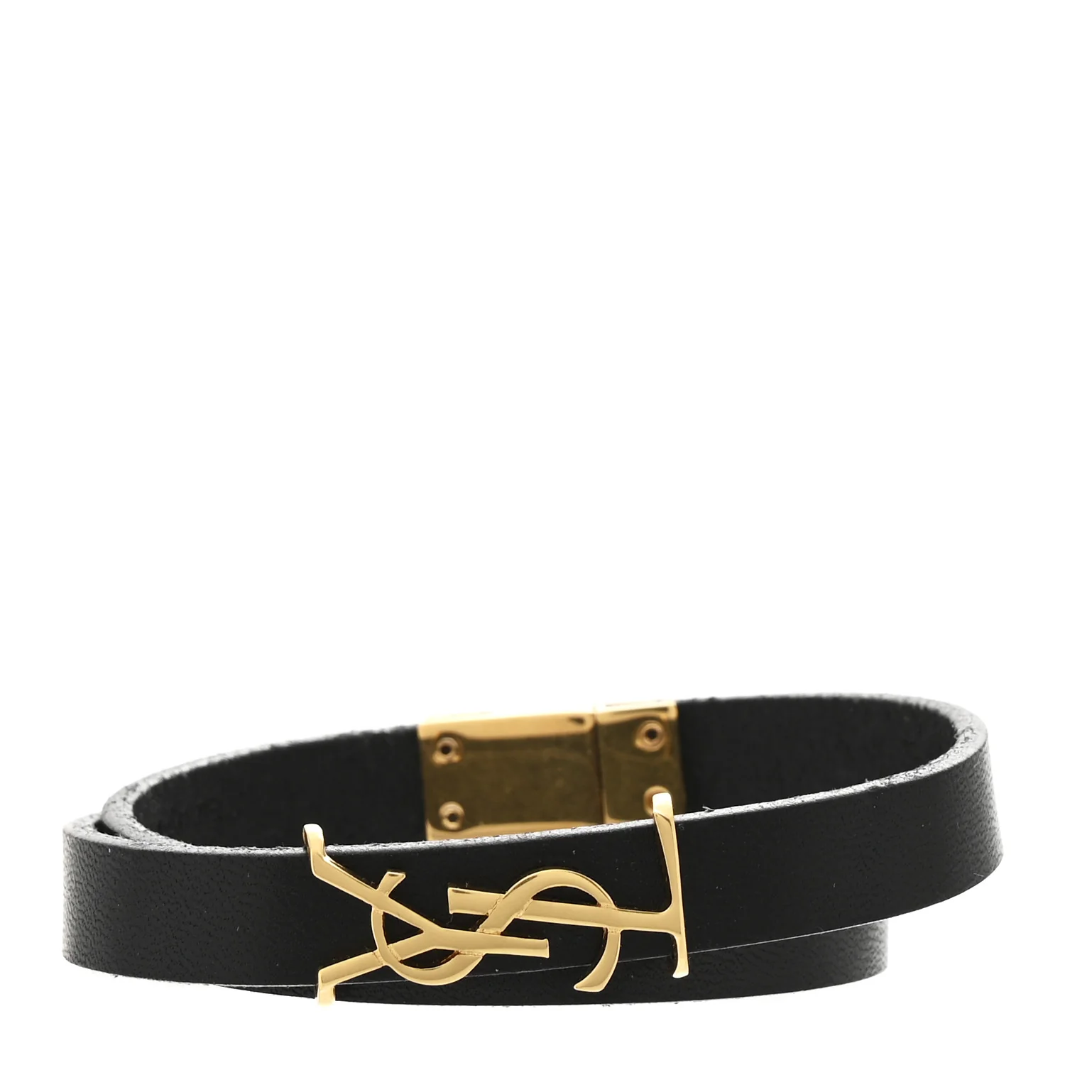 Calfskin Opyum Double Wrap Bracelet Black