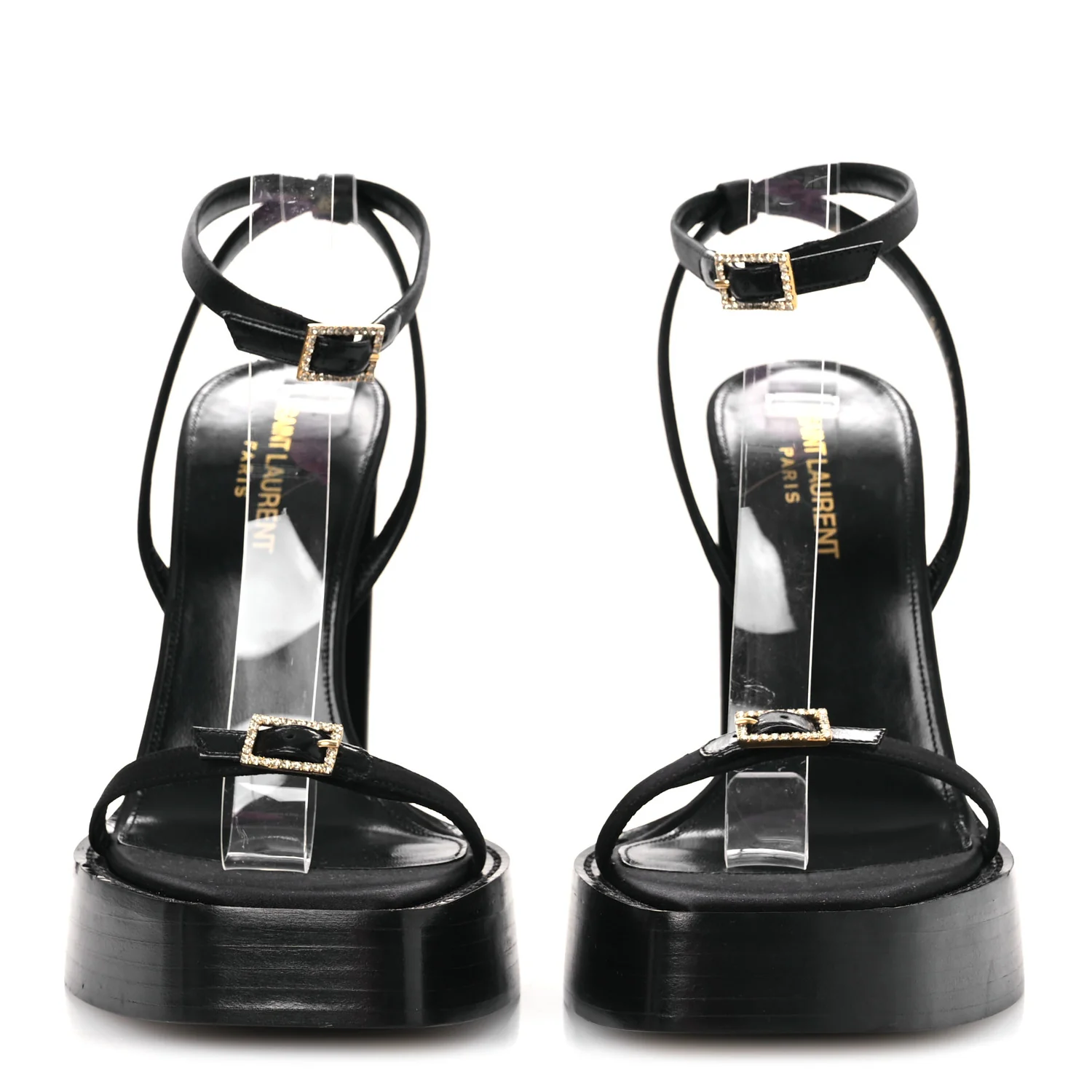 Calfskin Platz 105 Platform Sandals 38 Black - Image 3