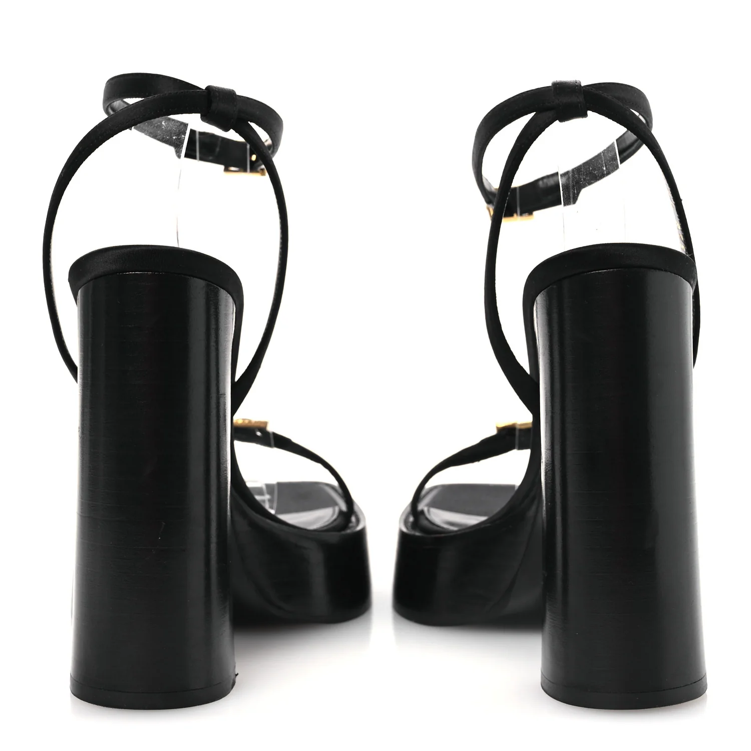Calfskin Platz 105 Platform Sandals 38 Black - Image 6