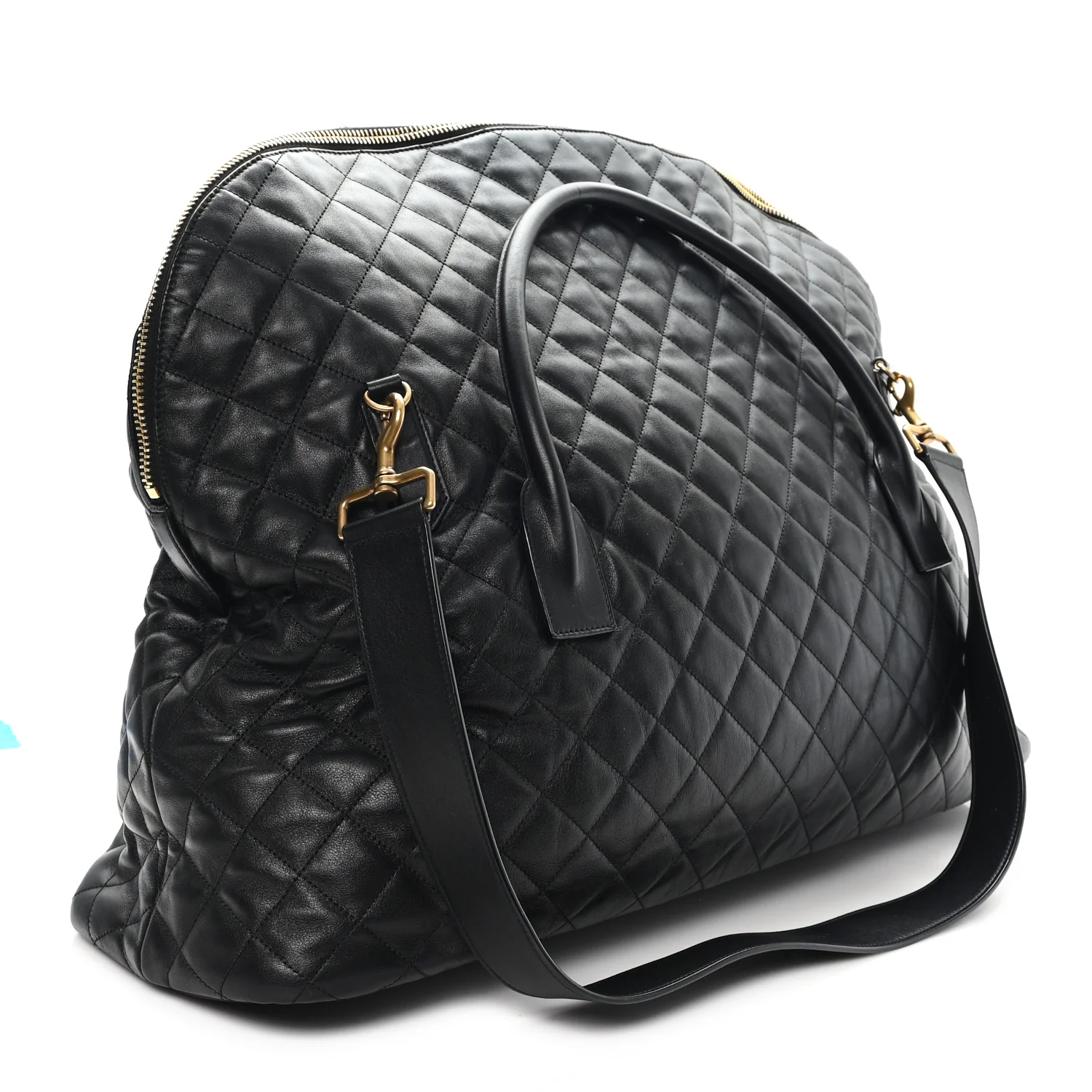 Calfskin Quilted ES Giant Travel Bag Black - Image 2