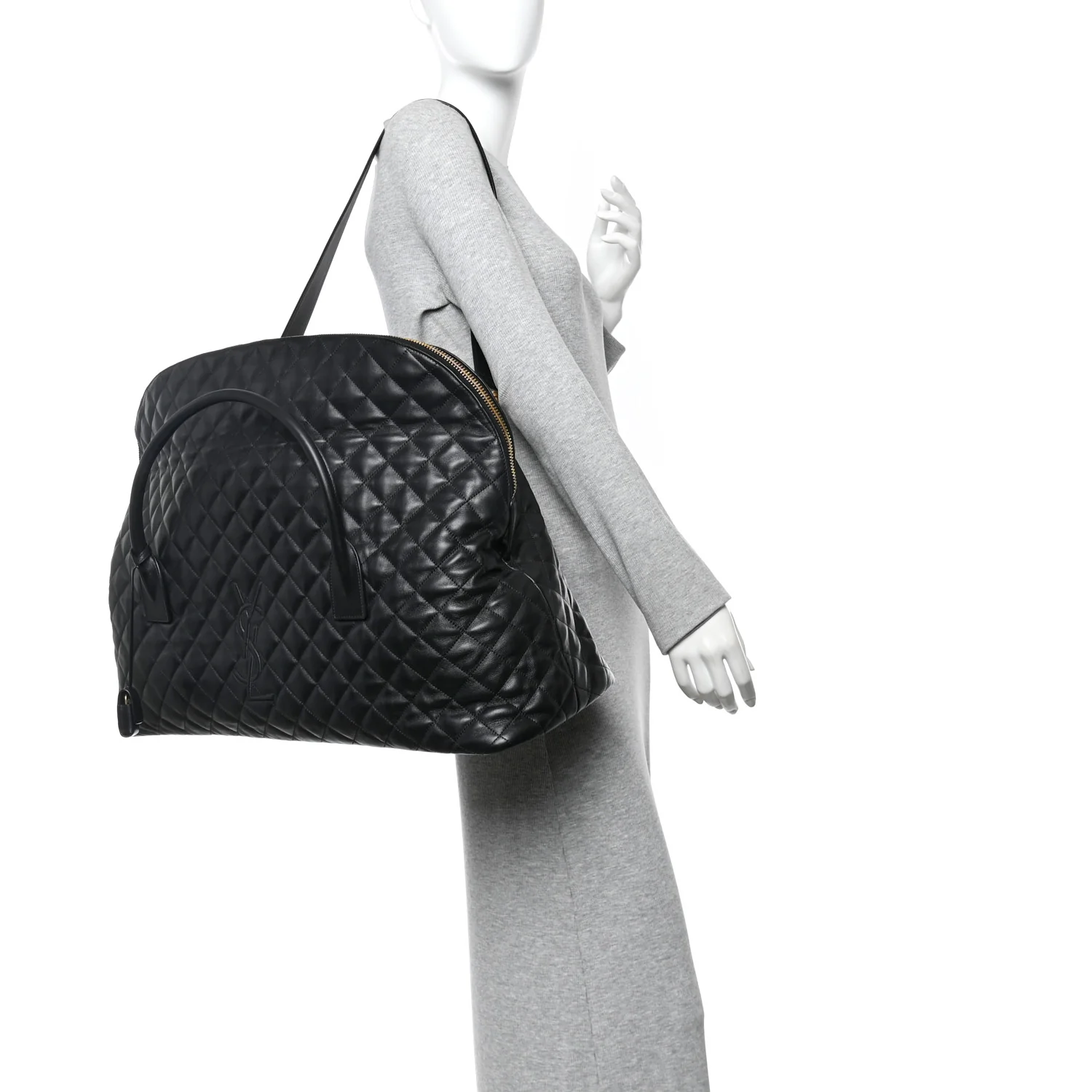Calfskin Quilted ES Giant Travel Bag Black - Image 2