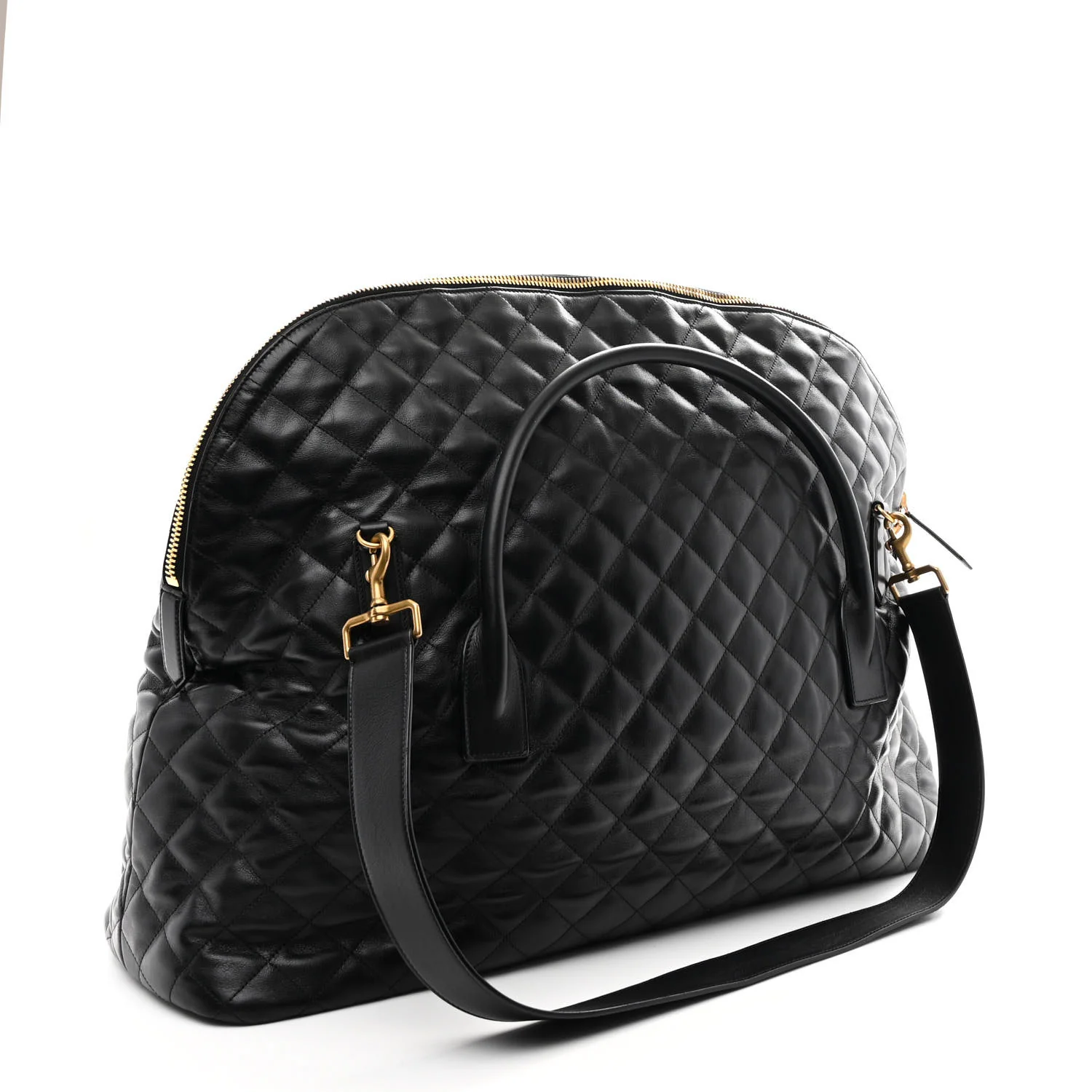 Calfskin Quilted ES Giant Travel Bag Black - Image 3