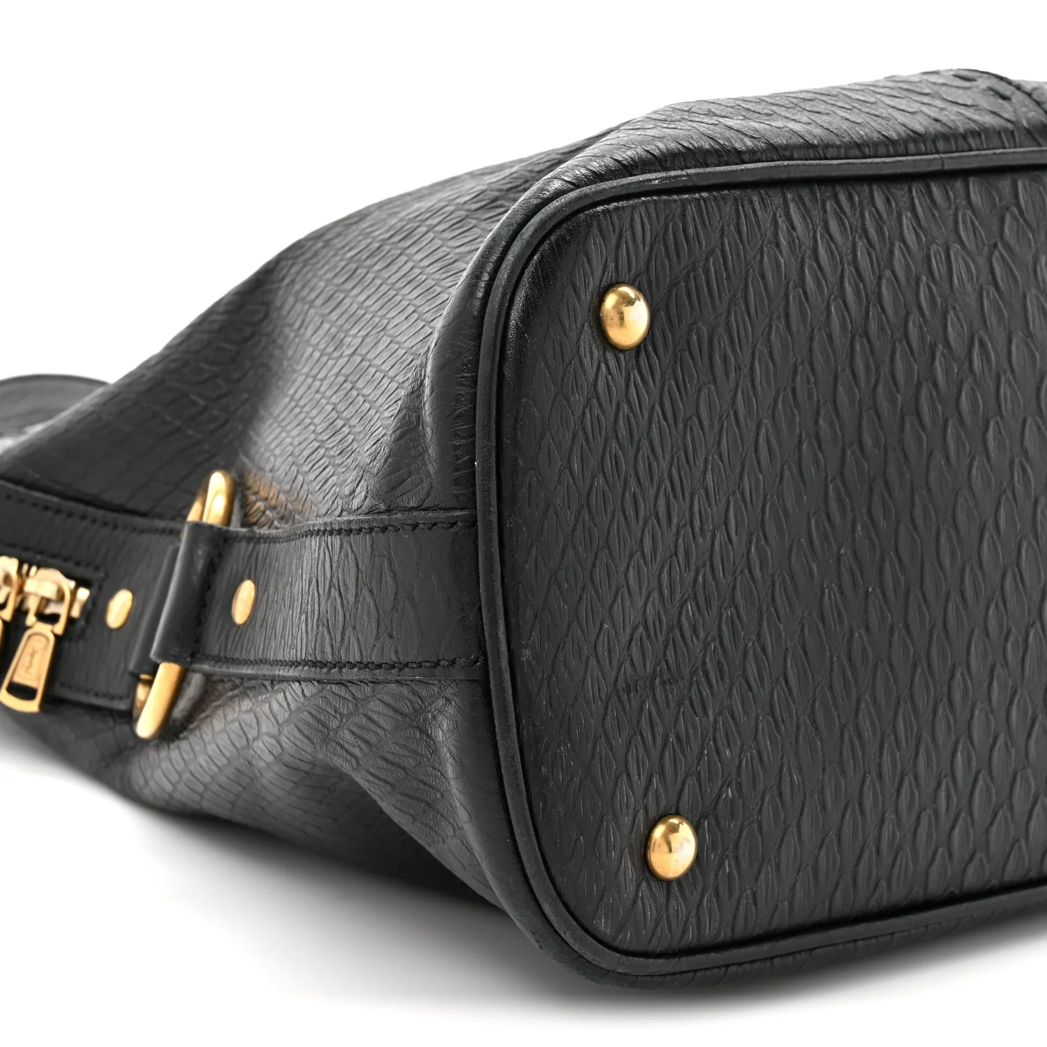 Calfskin Snakeskin Embossed Oversized Muse Black - Image 10