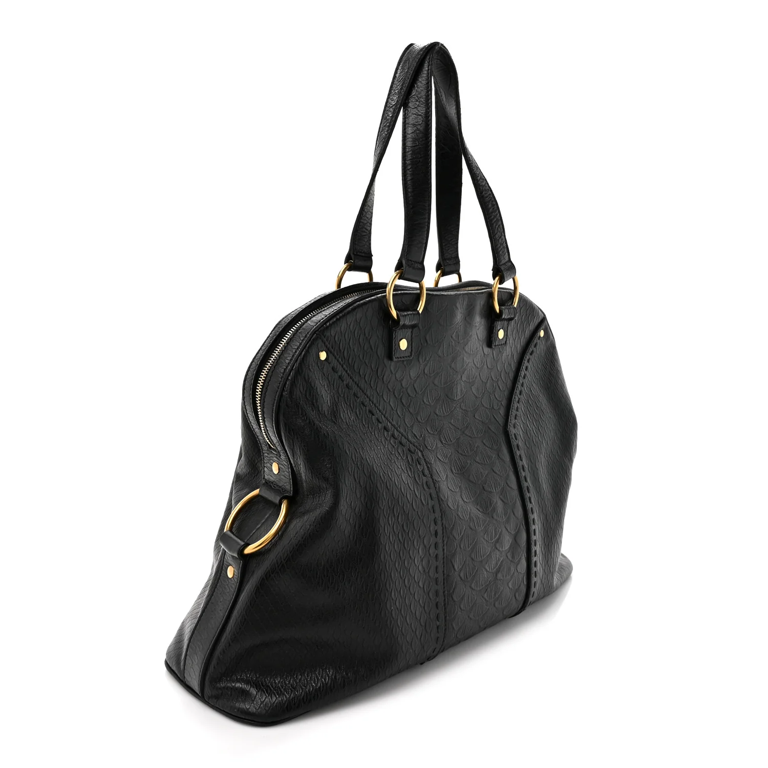 Calfskin Snakeskin Embossed Oversized Muse Black - Image 3
