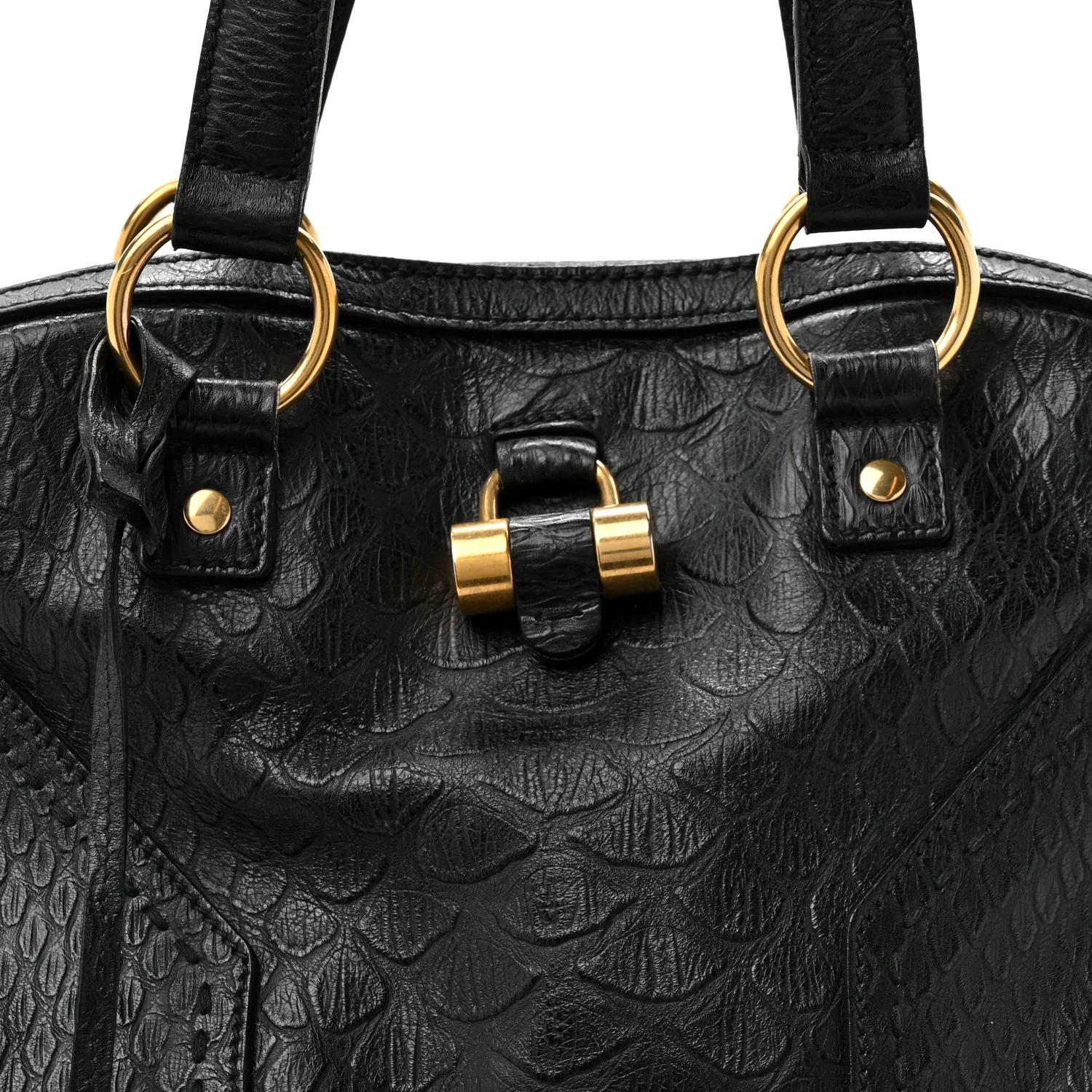 Calfskin Snakeskin Embossed Oversized Muse Black - Image 8