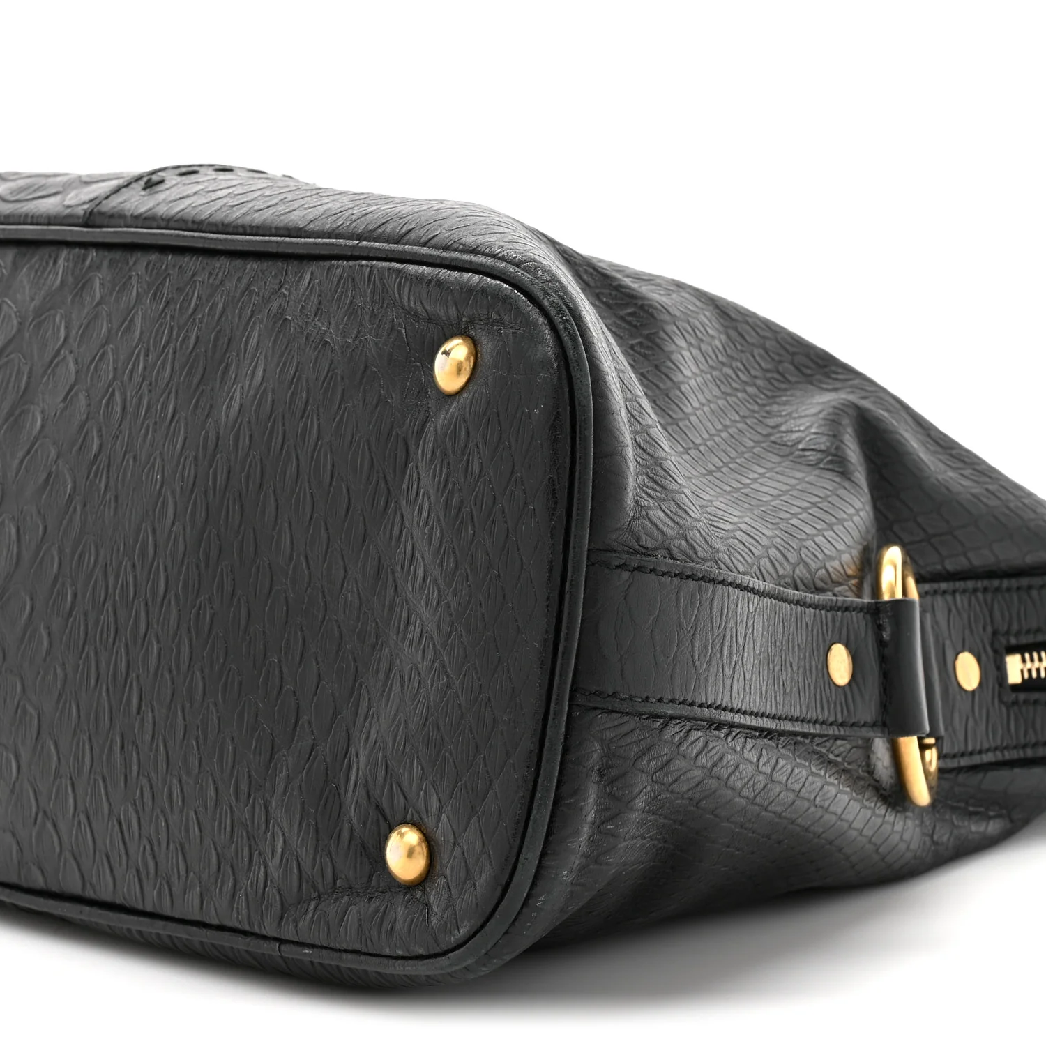 Calfskin Snakeskin Embossed Oversized Muse Black - Image 9
