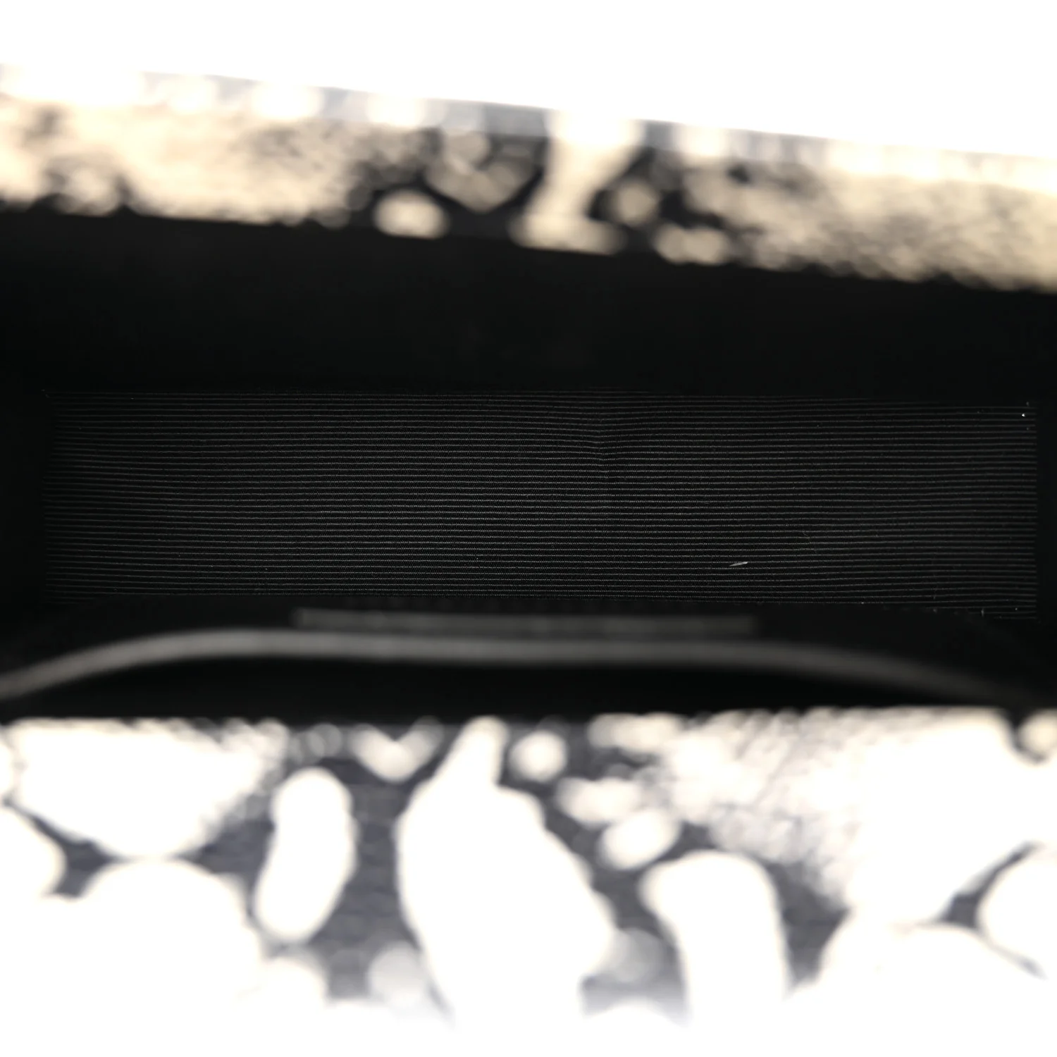 Calfskin Snakeskin Embossed Small Classic Monogram Kate Tassel Satchel White Black - Image 5