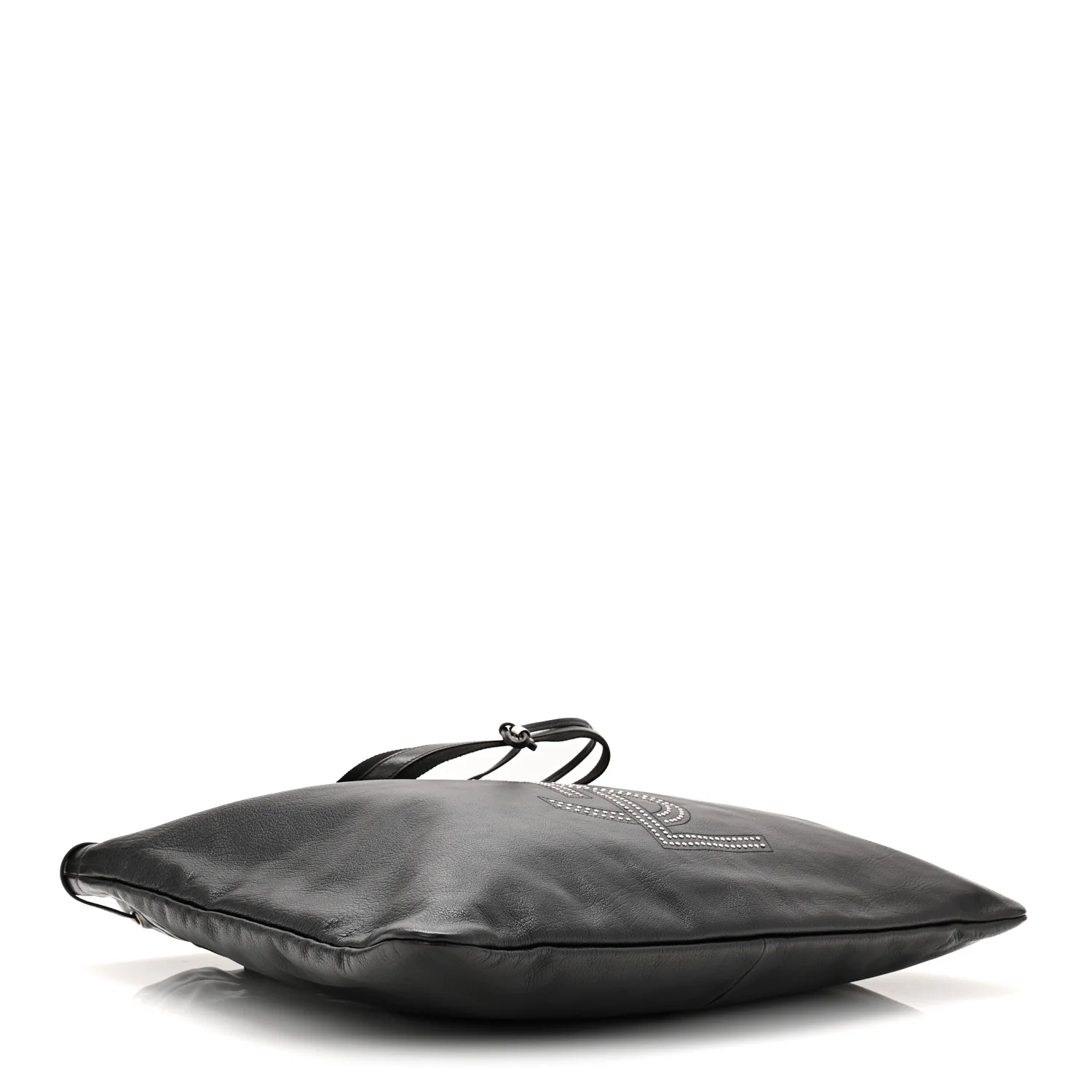 Calfskin Studded Drawstring Tote Black - Image 4