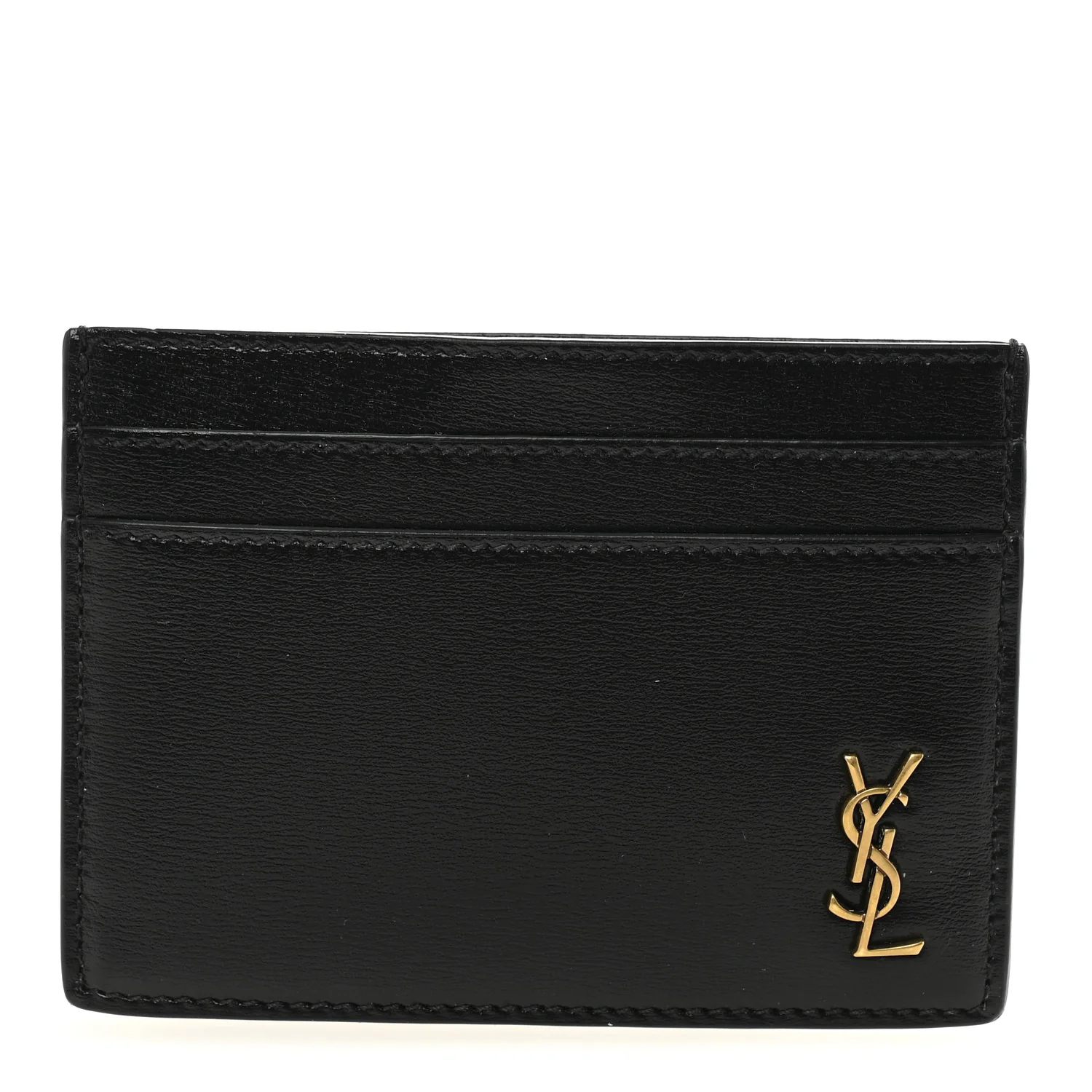 Calfskin Tiny Cassandre Credit Card Case Black