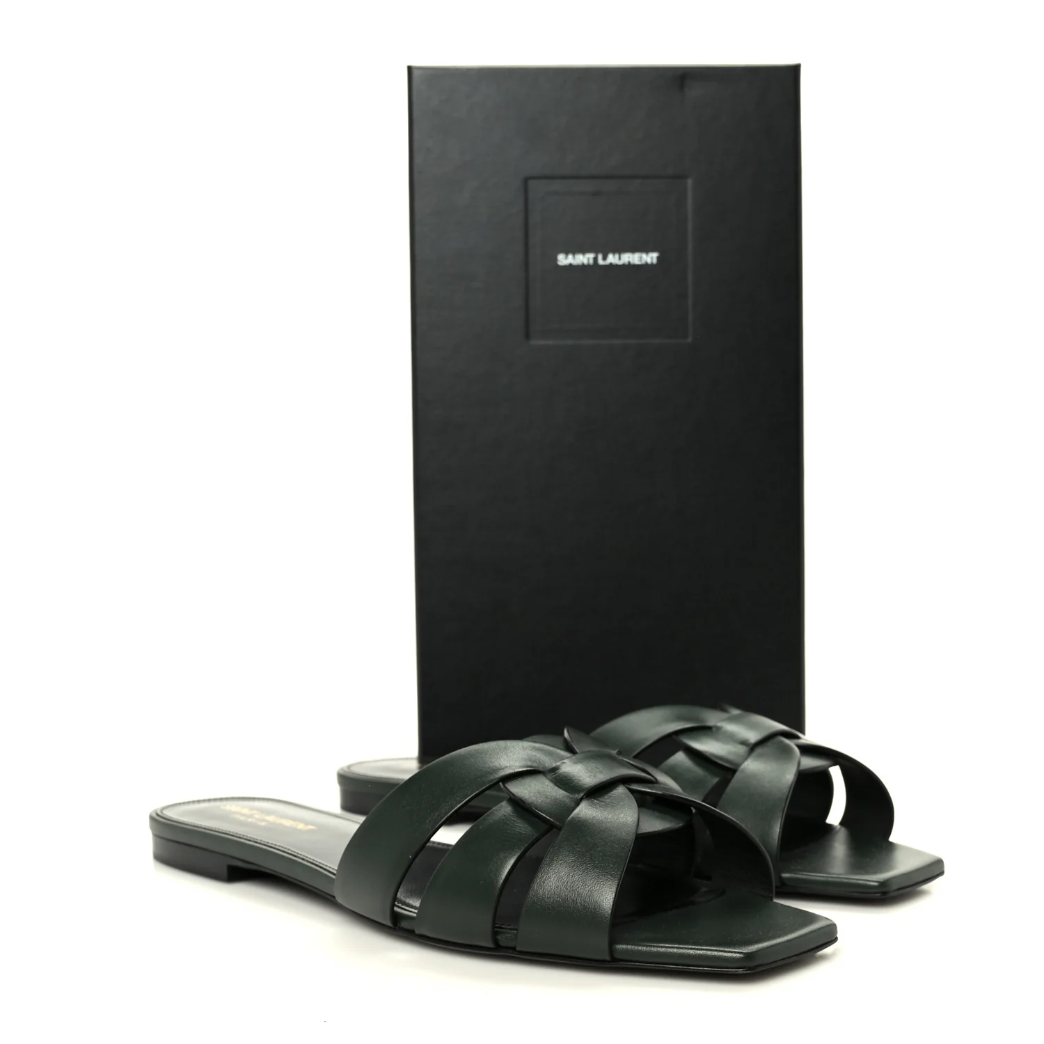 Calfskin Tribute 05 Slide Sandals 41 Vert Fonce - Image 10