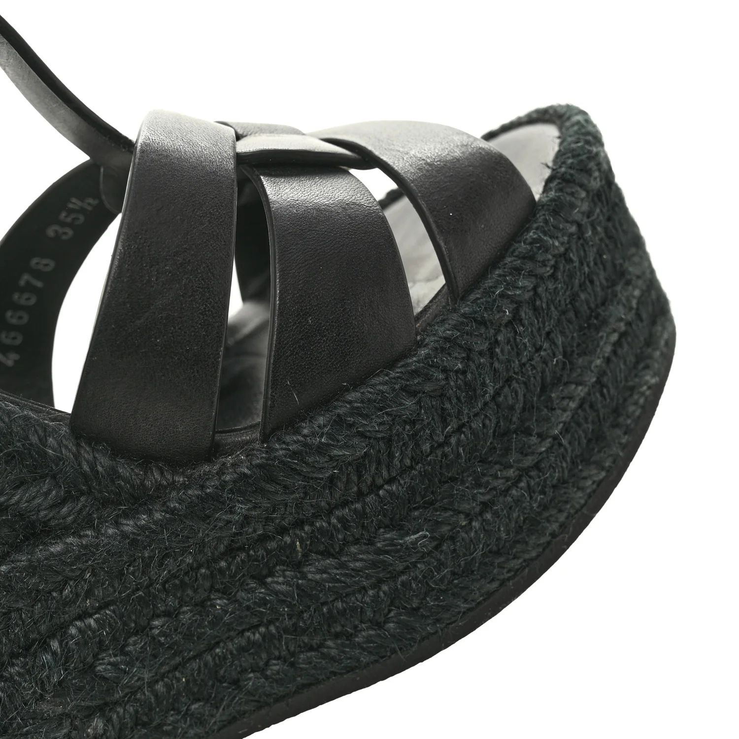 Calfskin Tribute 95 Platform Espadrille Wedge Sandals 35.5 Black - Image 11