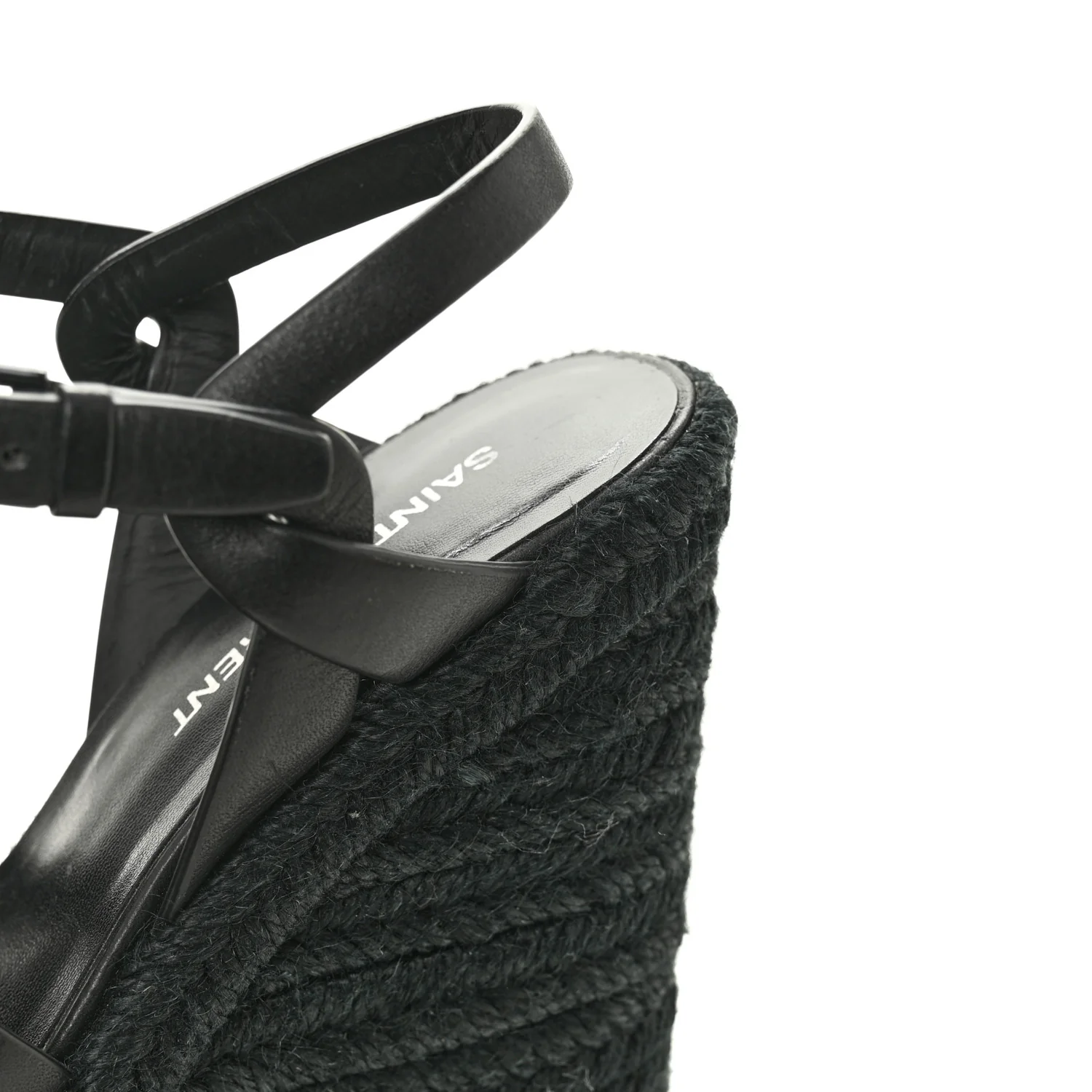 Calfskin Tribute 95 Platform Espadrille Wedge Sandals 35.5 Black - Image 12