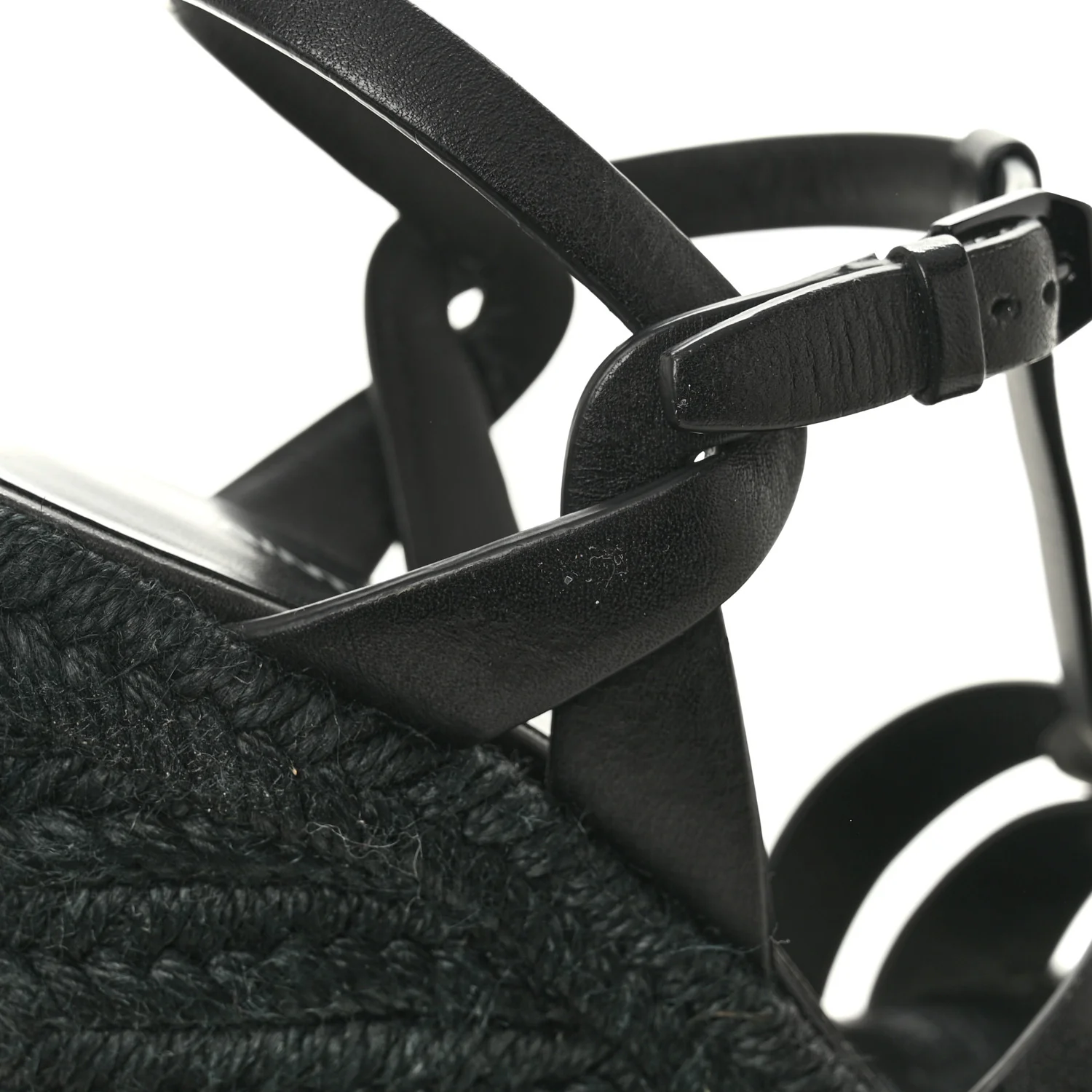 Calfskin Tribute 95 Platform Espadrille Wedge Sandals 35.5 Black - Image 13