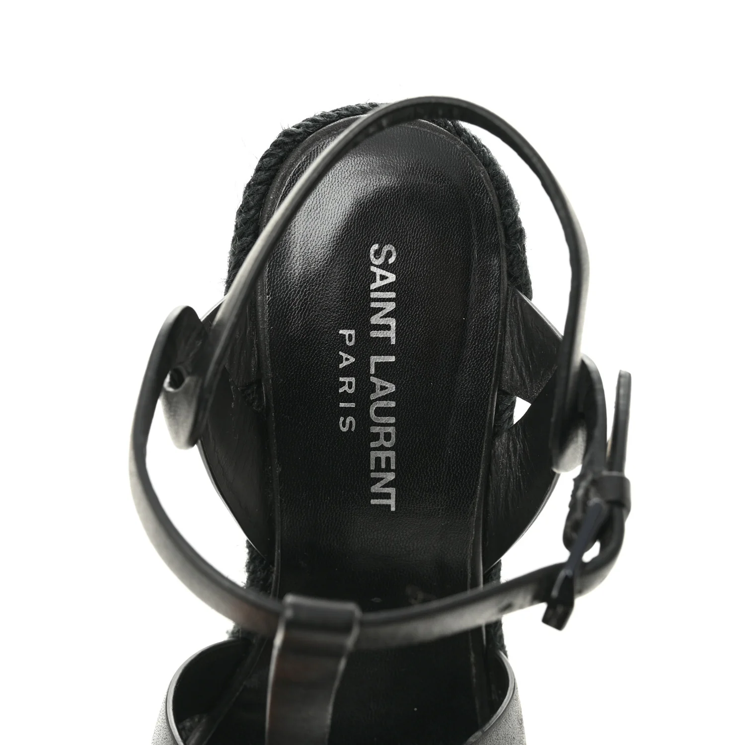 Calfskin Tribute 95 Platform Espadrille Wedge Sandals 35.5 Black - Image 7