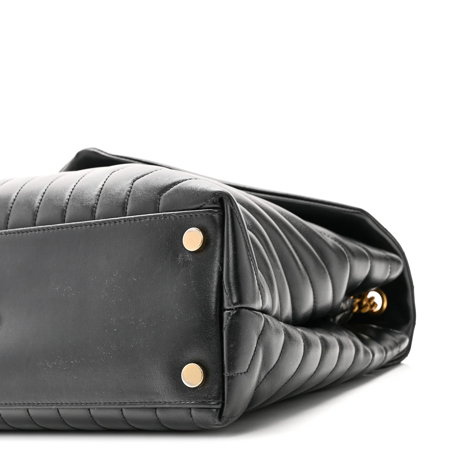 Calfskin Y Quilted Monogram Large Loulou Chain Satchel Black - Image 10