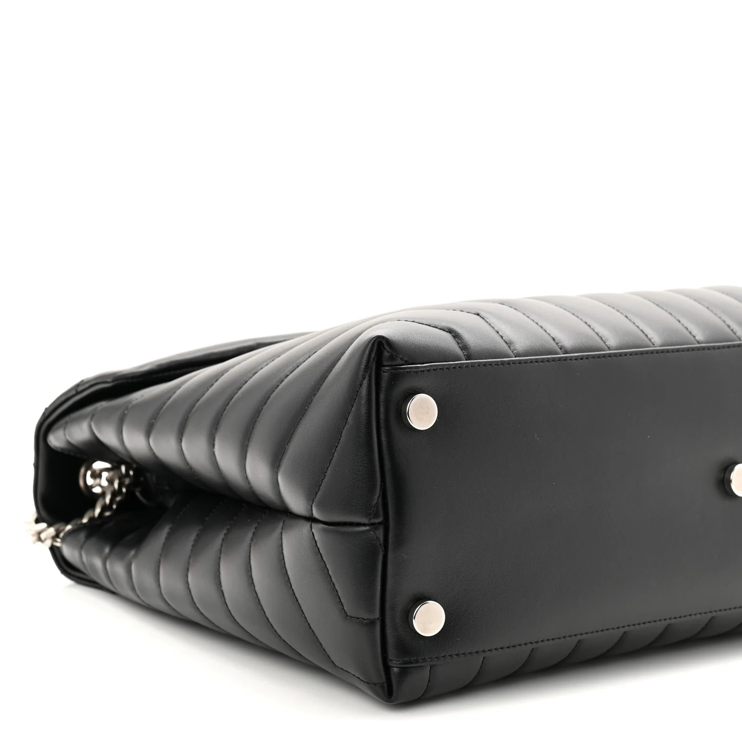 Calfskin Y Quilted Monogram Large Loulou Chain Satchel Black - Image 16
