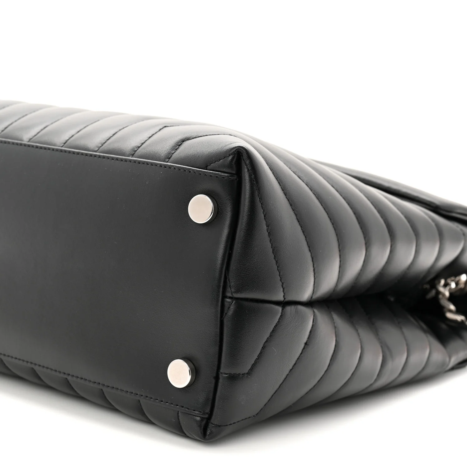 Calfskin Y Quilted Monogram Large Loulou Chain Satchel Black - Image 18