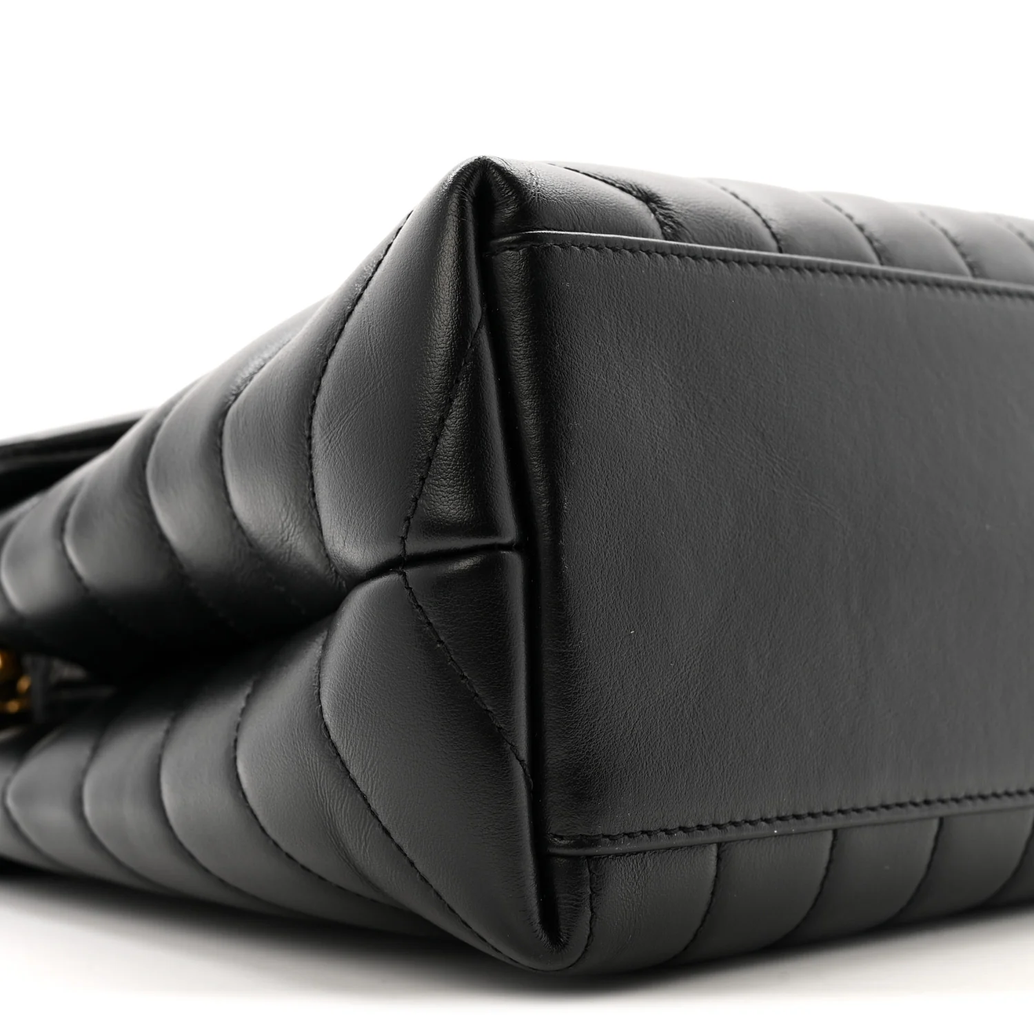 Calfskin Y Quilted Monogram Medium Loulou Chain Satchel Black - Image 10