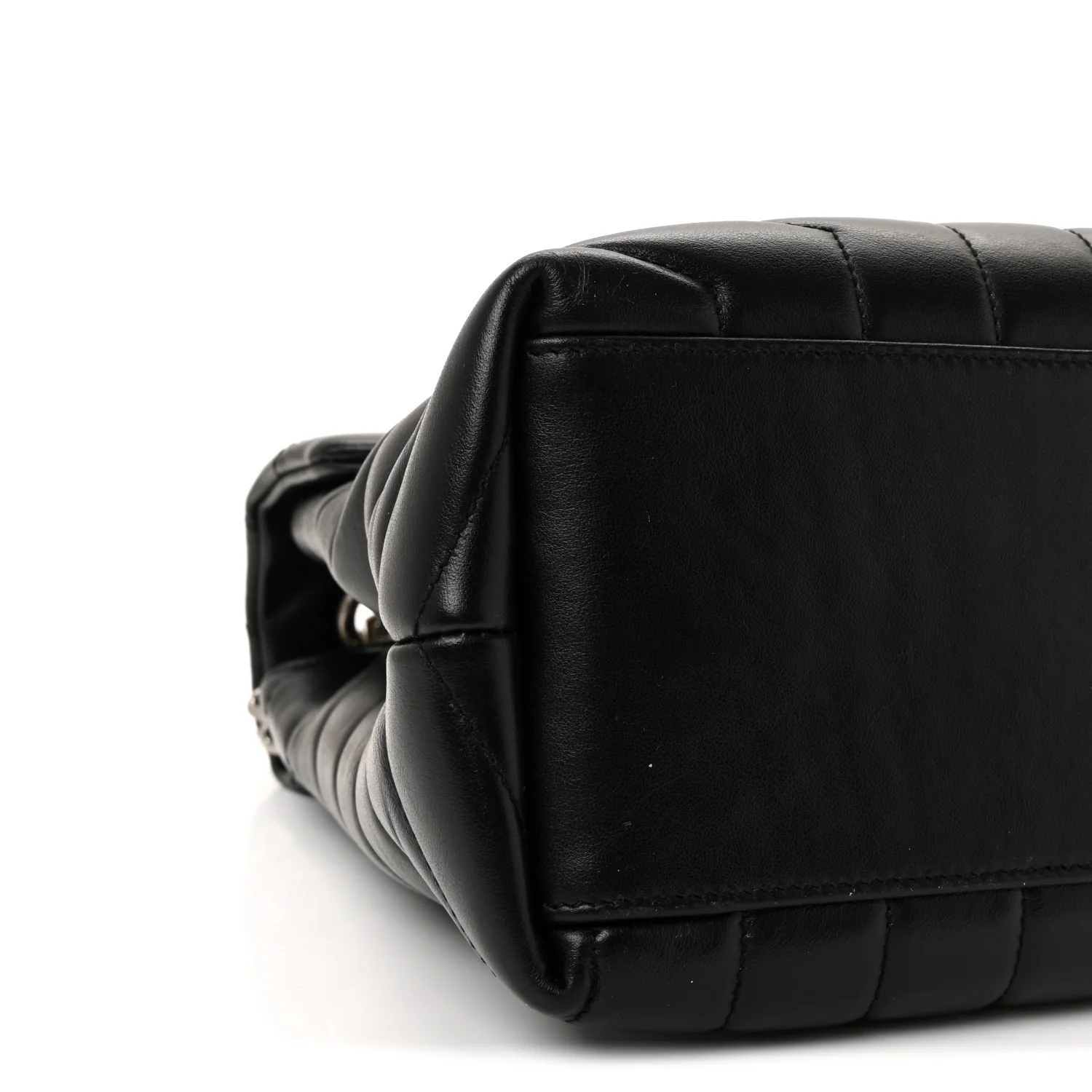 Calfskin Y Quilted Monogram Medium Loulou Chain Satchel Black - Image 8