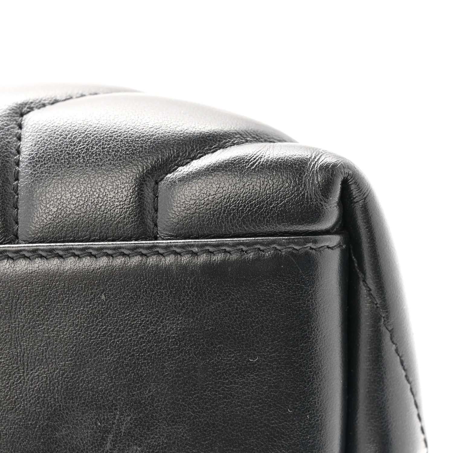 Calfskin Y Quilted Monogram Medium Loulou Chain Satchel Black - Image 11