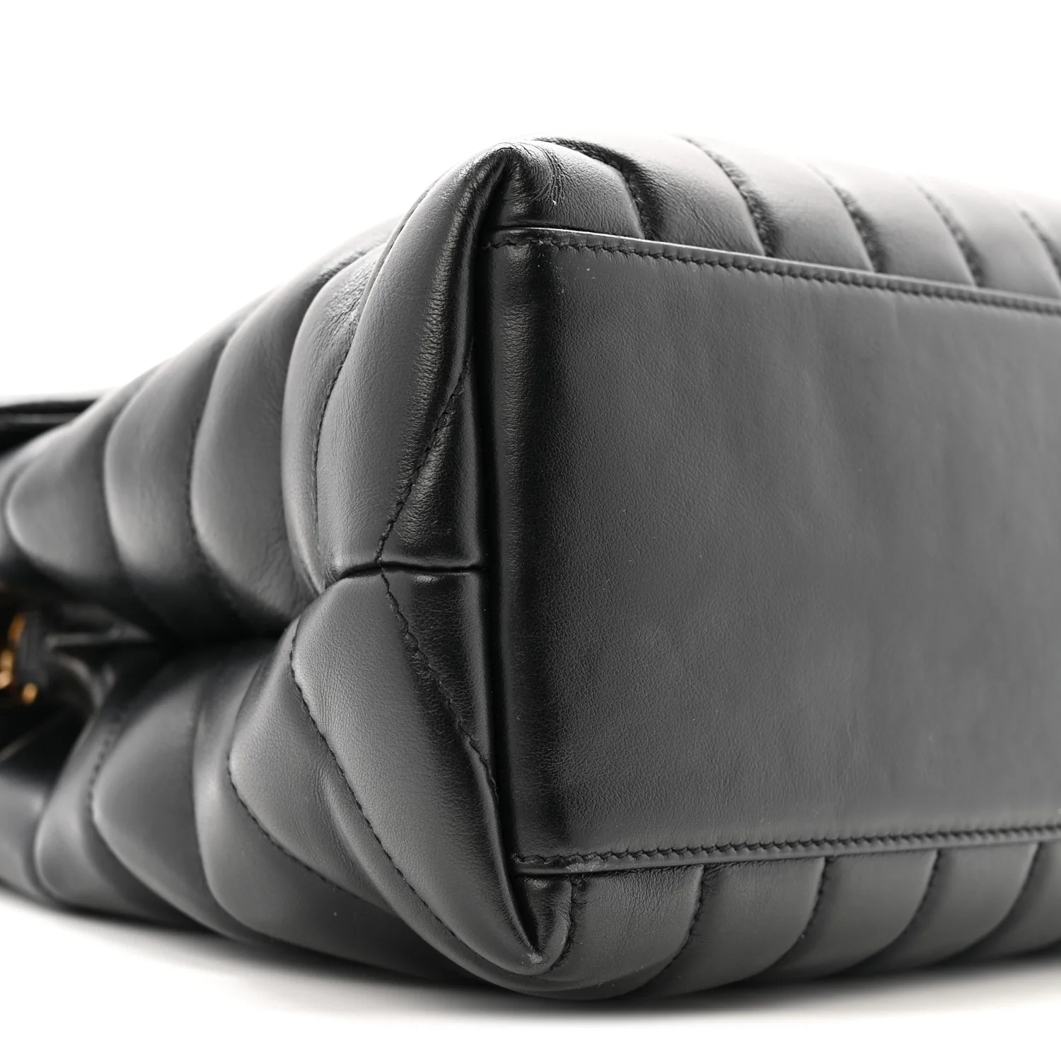 Calfskin Y Quilted Monogram Medium Loulou Chain Satchel Black - Image 9