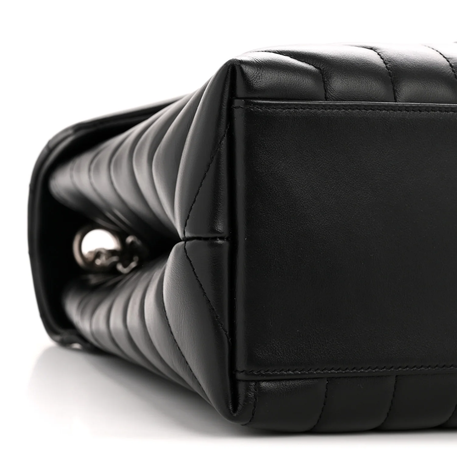 Calfskin Y Quilted Monogram Medium Loulou Chain Satchel Black - Image 9