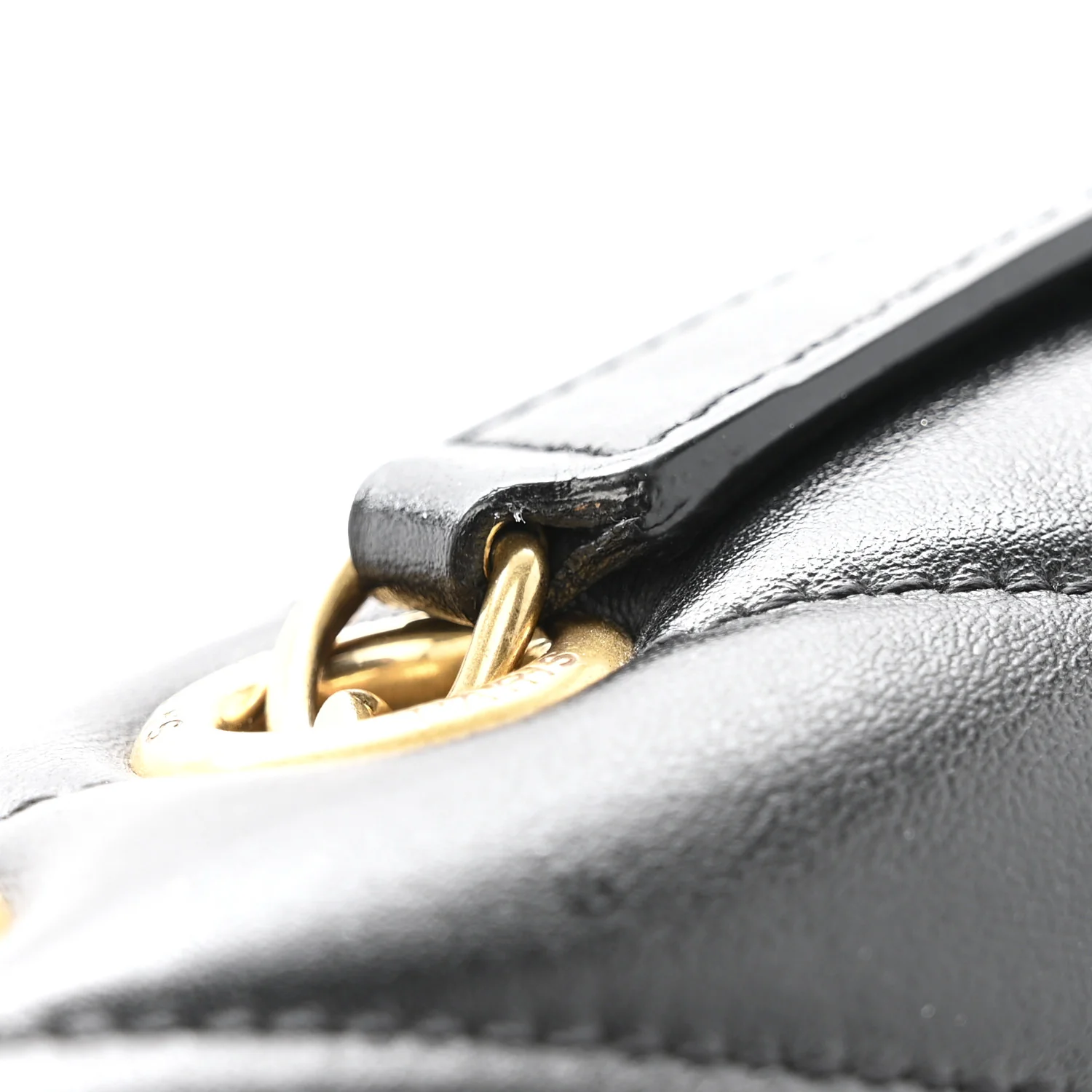 Calfskin Y Quilted Monogram Medium Loulou Chain Satchel Black - Image 14
