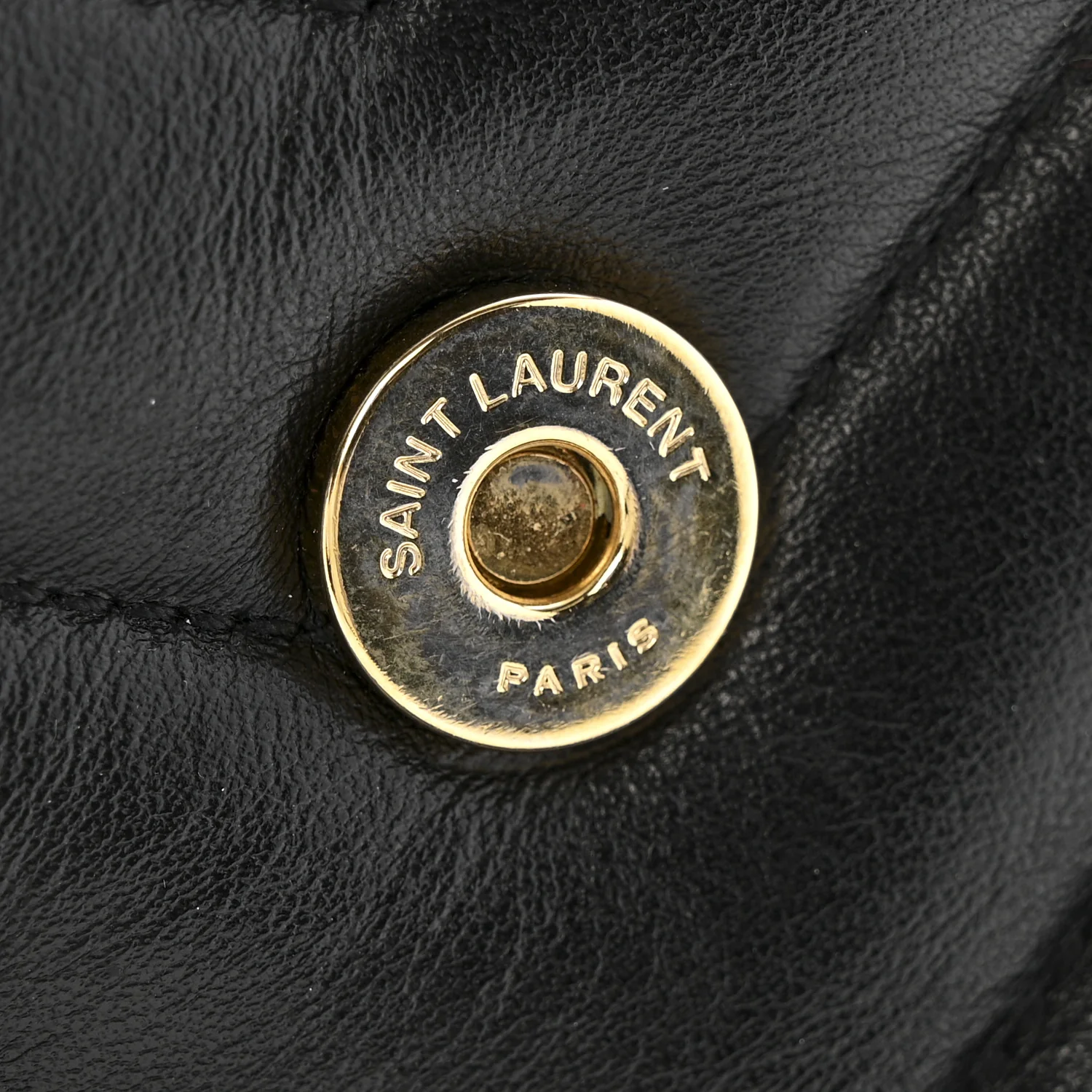 Calfskin Y Quilted Monogram Medium Loulou Chain Satchel Black - Image 15