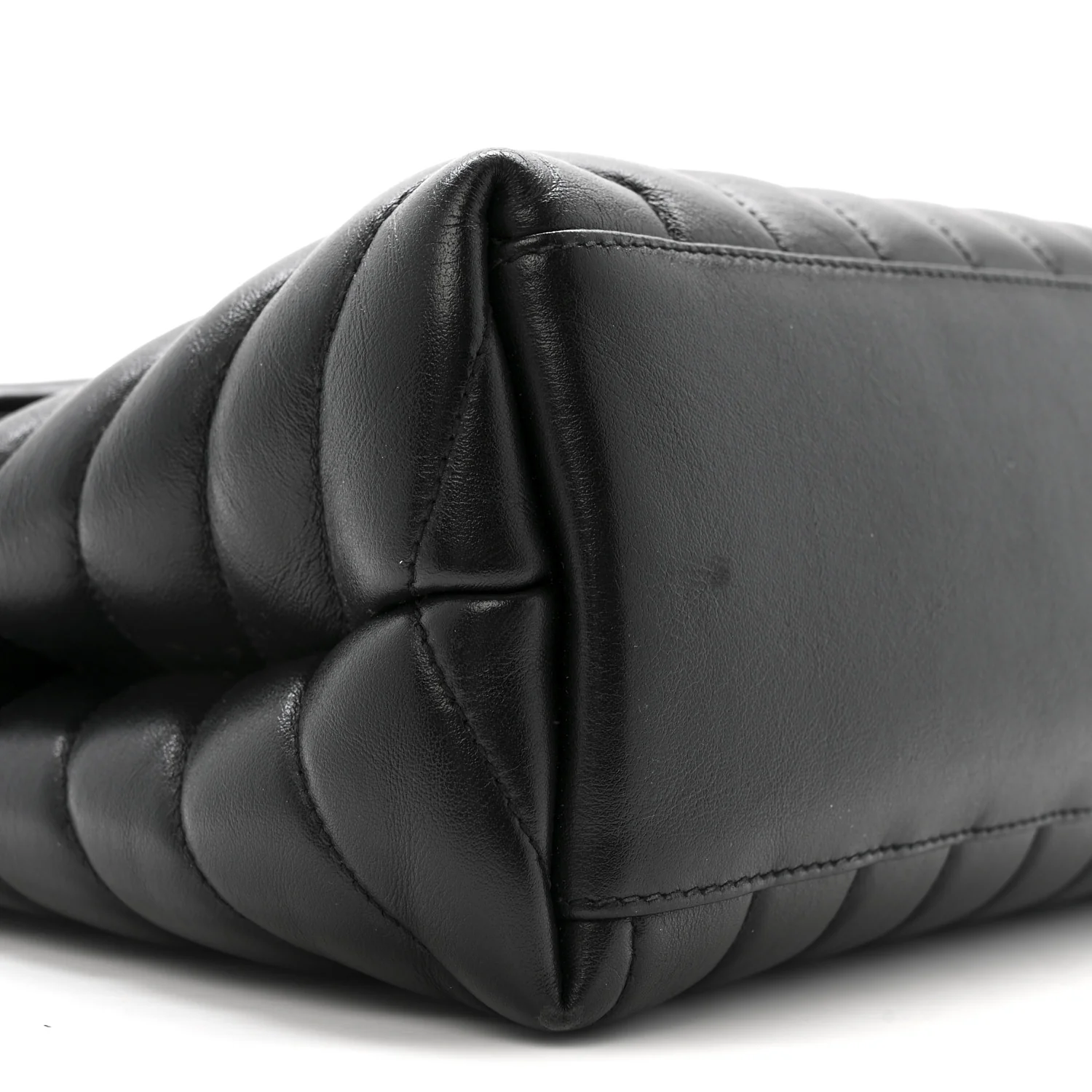 Calfskin Y Quilted Monogram Medium Loulou Chain Satchel Black - Image 9