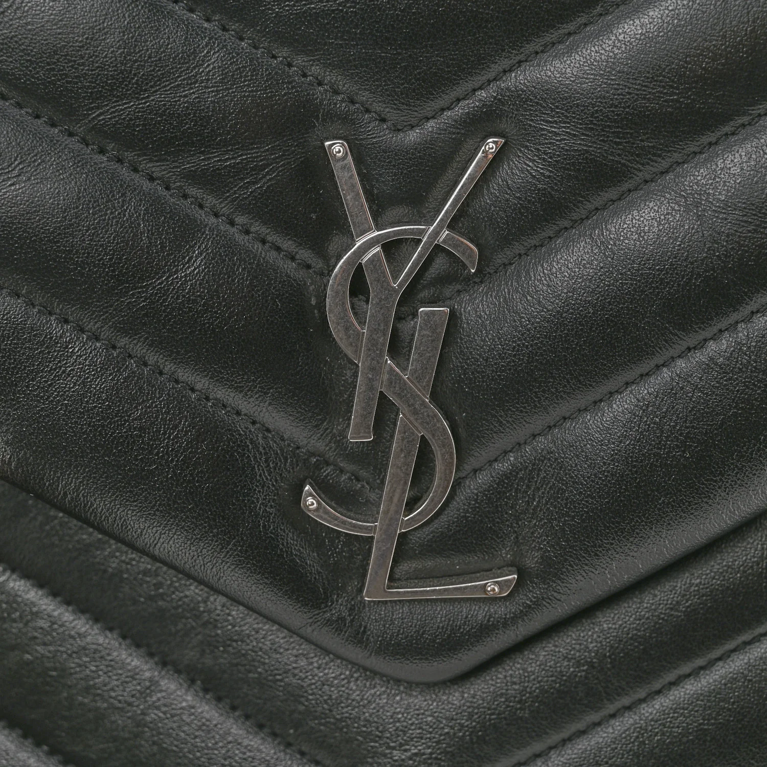 Calfskin Y Quilted Monogram Medium Loulou Chain Satchel Black - Image 11